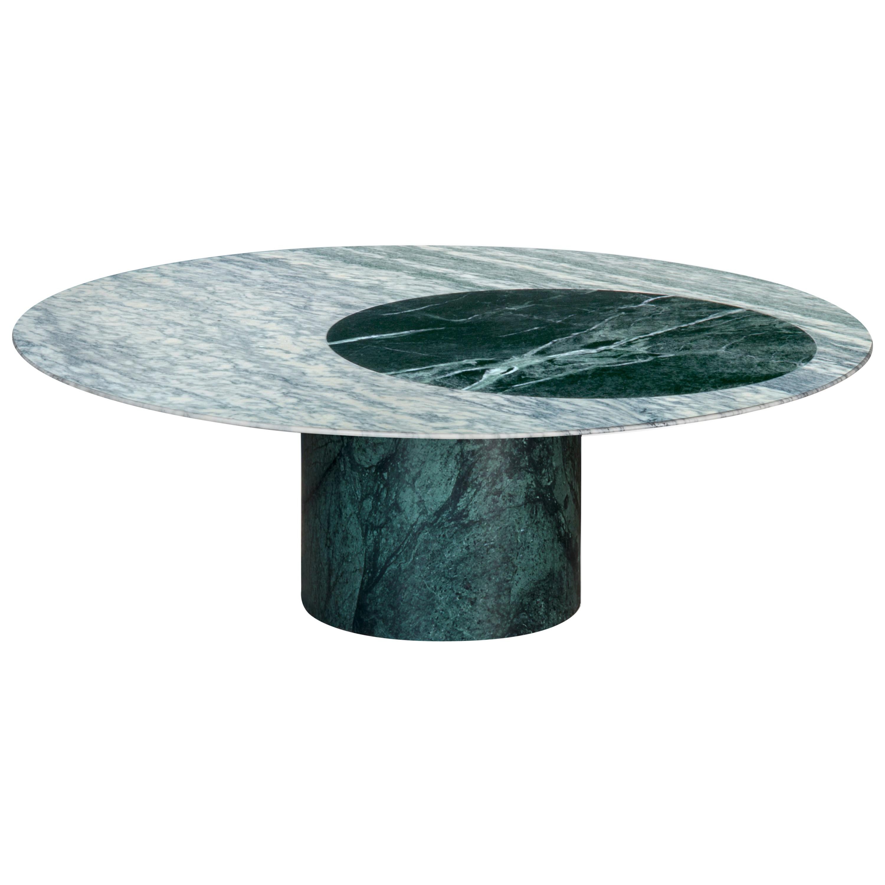 Proiezioni Coffee Table in Verde Alpi & Cipollino Marble by Elisa Ossino For Sale