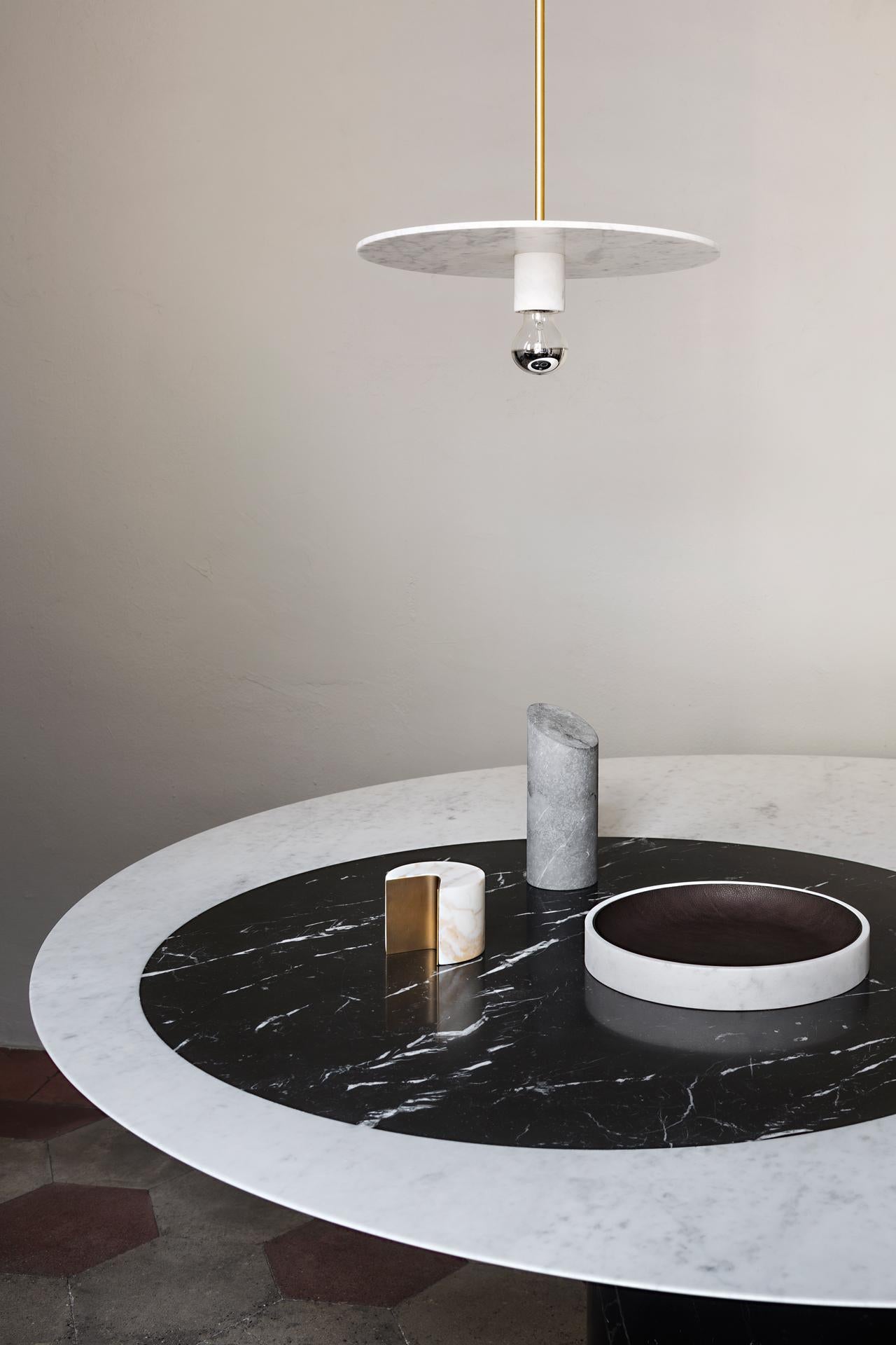 Modern Proiezioni Dining Table in Bianco Carrara & Nero Marquina Marble by Elisa Ossino For Sale