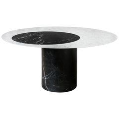 Proiezioni Dining Table in Bianco Carrara & Nero Marquina Marble by Elisa Ossino