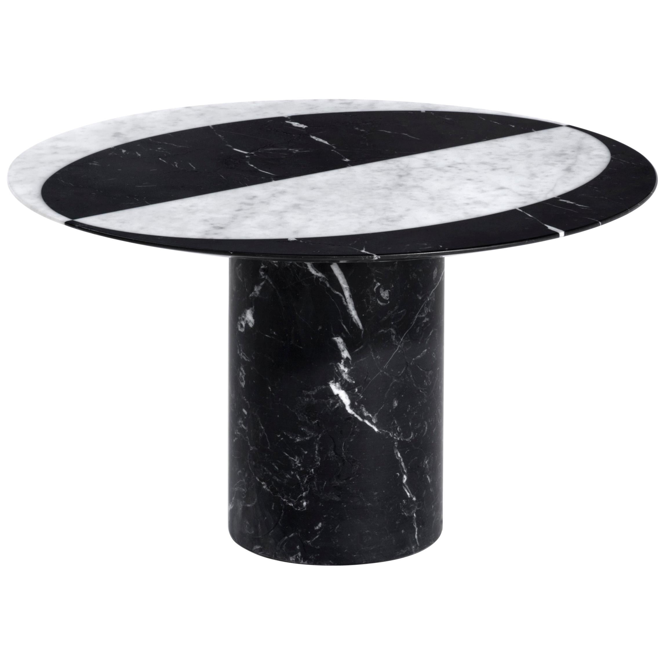 Proiezioni Side Table in Nero Marquina and Bianco Carrara Marble by Elisa Ossino For Sale
