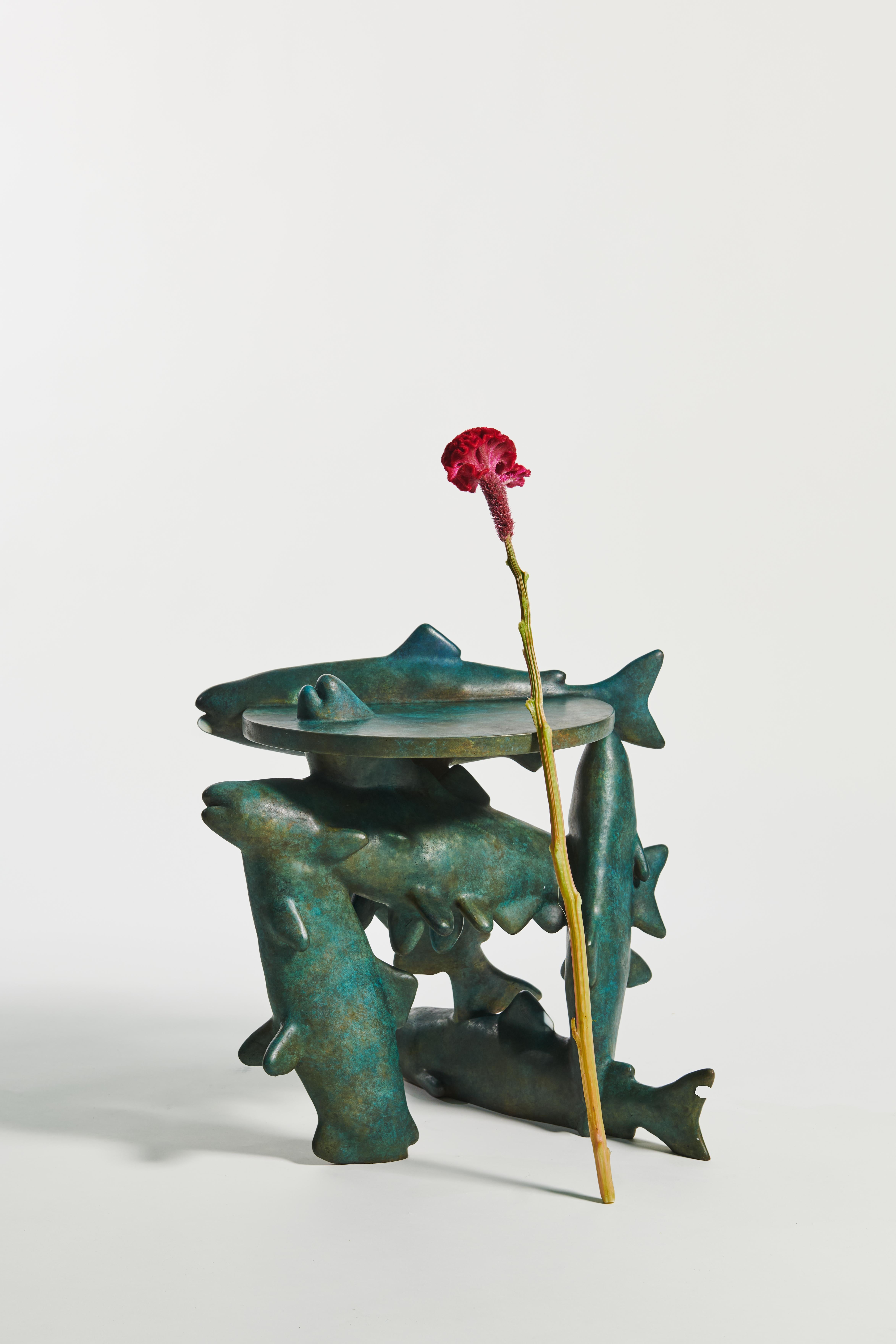 Patinato PROJECT MATERIA: Meld Fishies sculptural side table by Laurids Gallée in vendita
