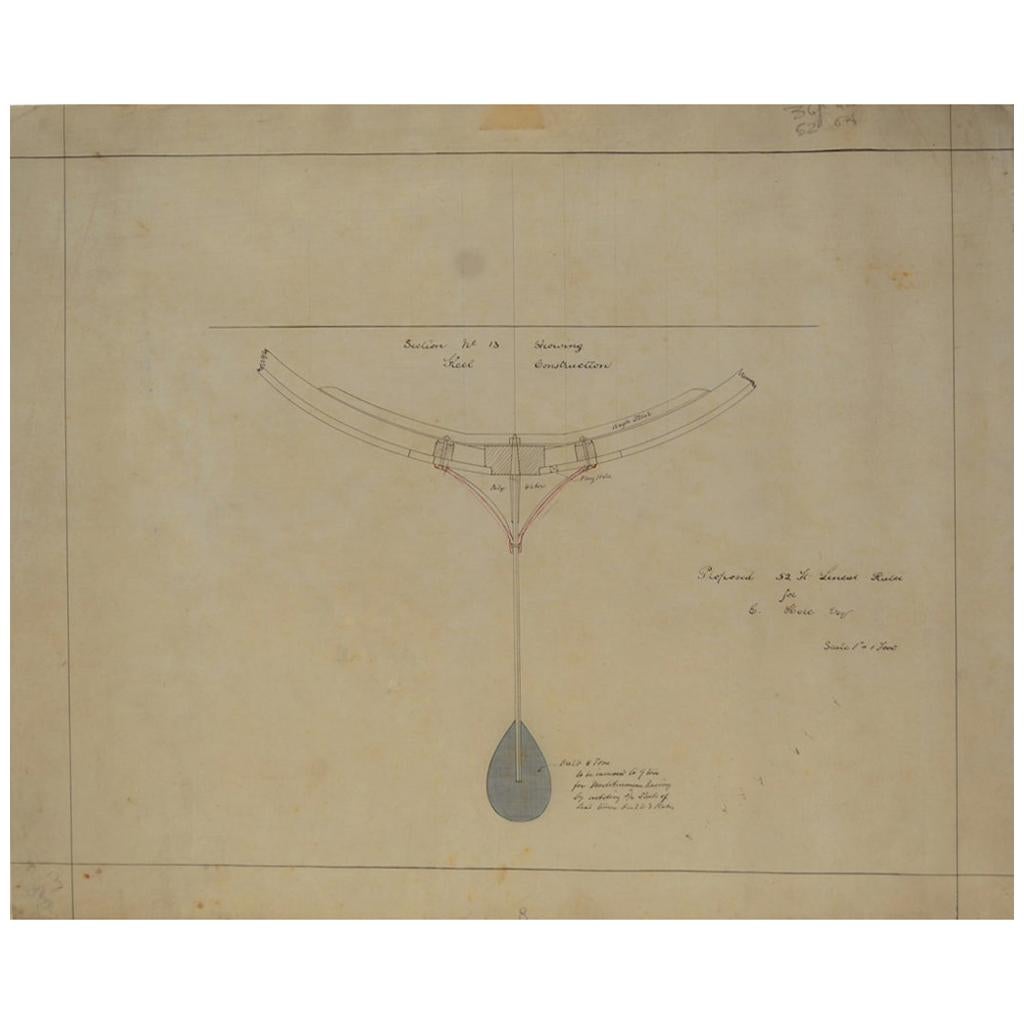 Projet de bateau d'époque 1890  par Charles Sibbick des archives d'Uffa Fox