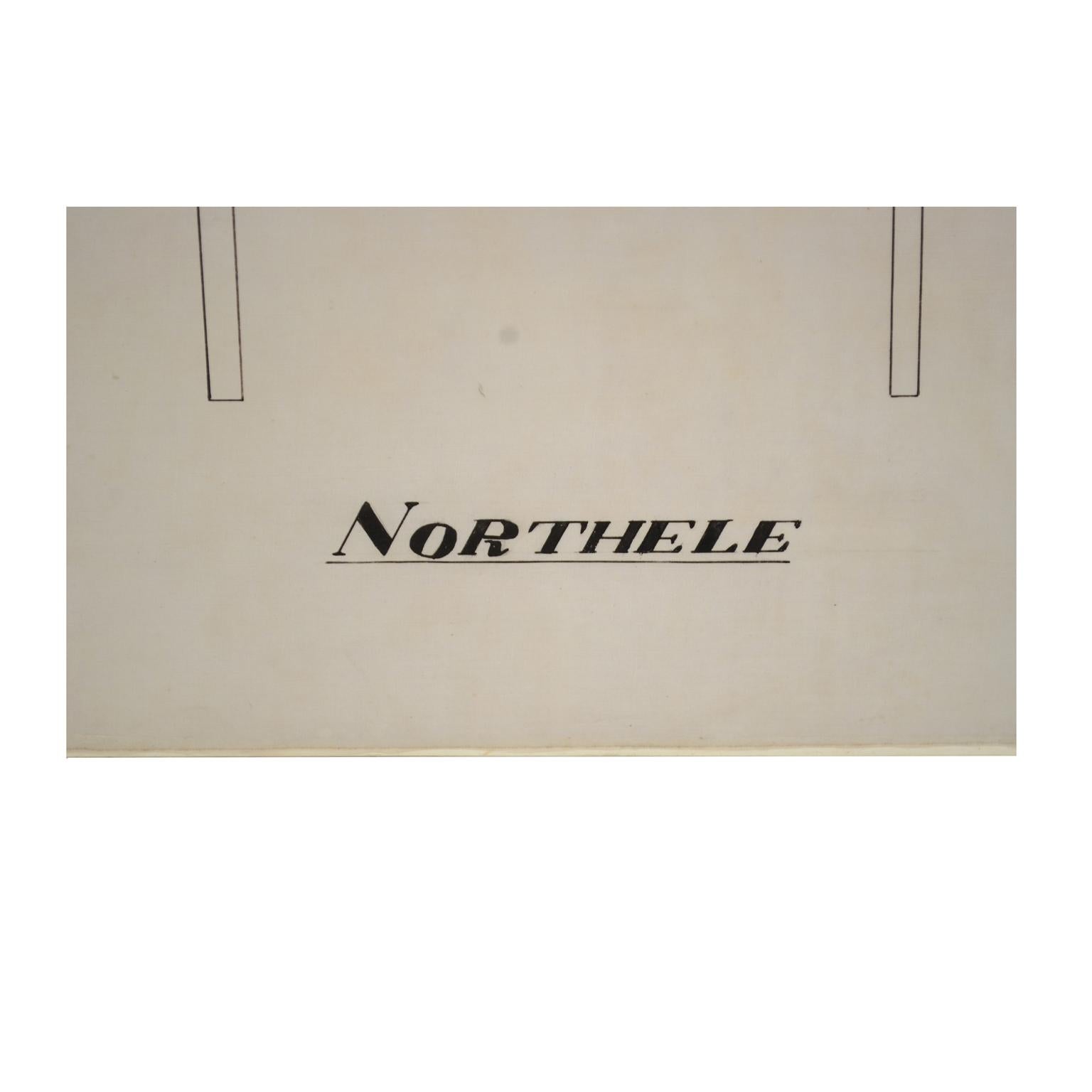 Project coming from the archives of Uffa Fox and never entered the commercial circuit depicting Northele, a sloop 14 m long, made by Berthon Boats in Lymington Dorset in 1949 according to shipyard project. Measures: Cm 78 x 82.4 (H) - inches 30.70 x