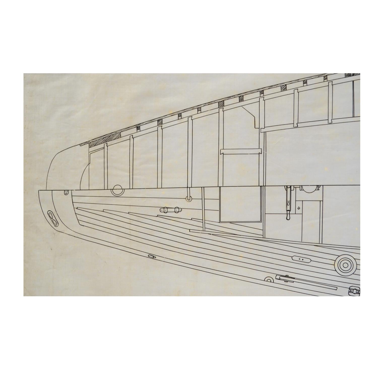 Paper 1949 Nautical Project of the Northele Sailing Boat by Berthon Uffa Fox archives For Sale