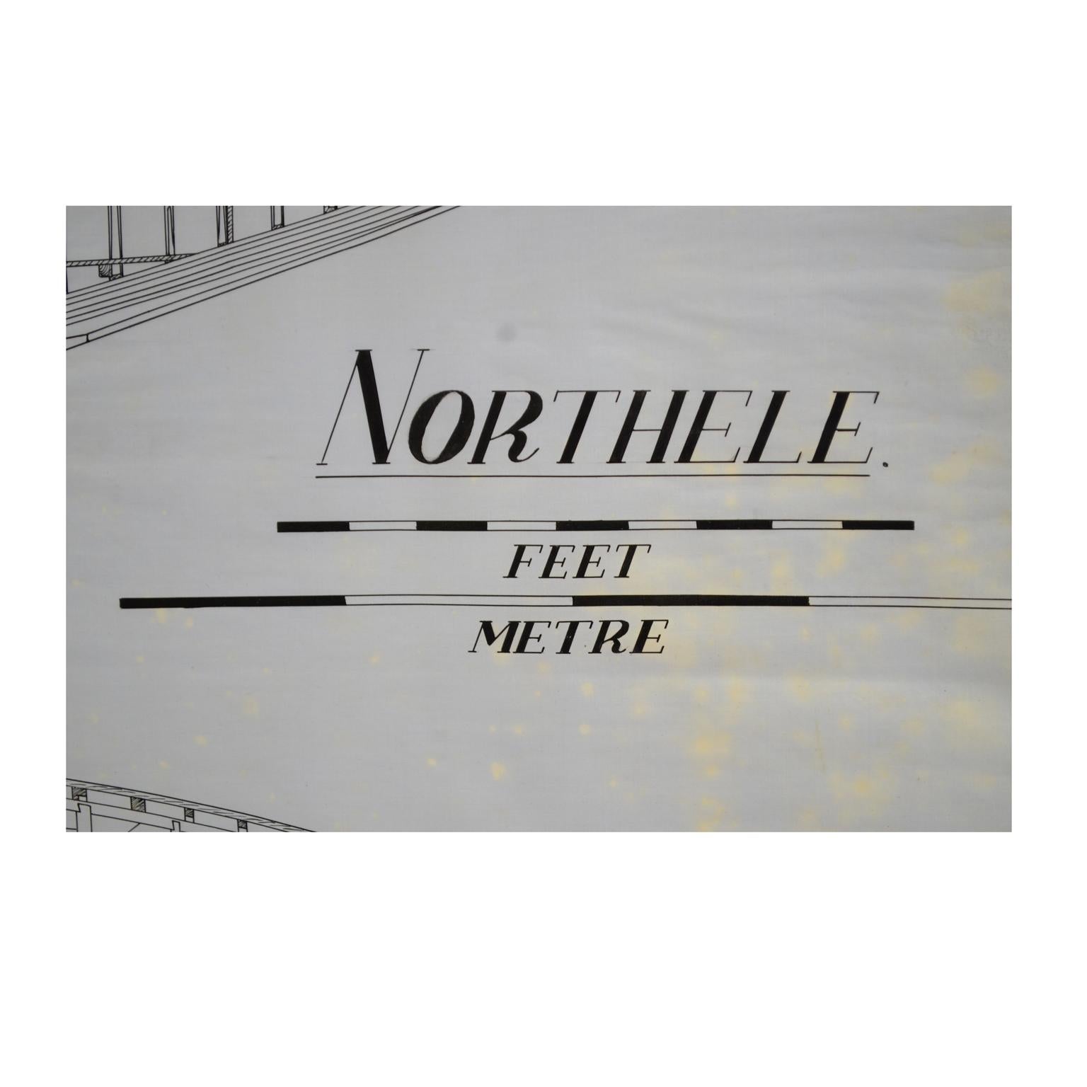 Northele es un balandro, de 14 m de eslora, fabricado por Berthon Boats en Lymington Dorset en 1949 sobre proyecto de astillero. Medidas: 103,5 x 61,3 (H) cm, pulgadas 40,74 x 24,13 (H).
Proyecto procedente de los archivos de Uffa Fox, diseñador