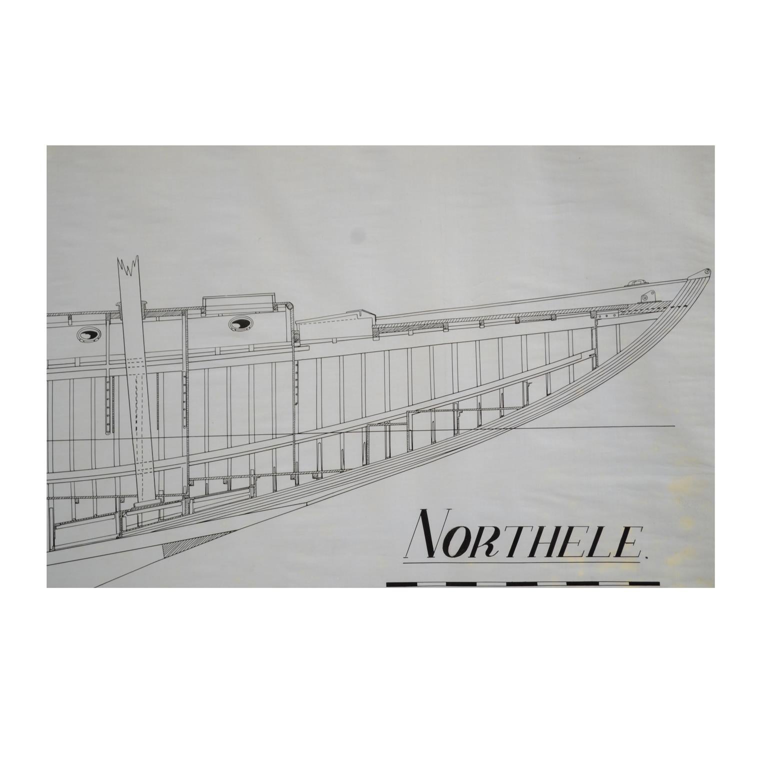 Papier Projet nautique Northele des années 1949 par Berthon Boats archives Uffa Fox en vente