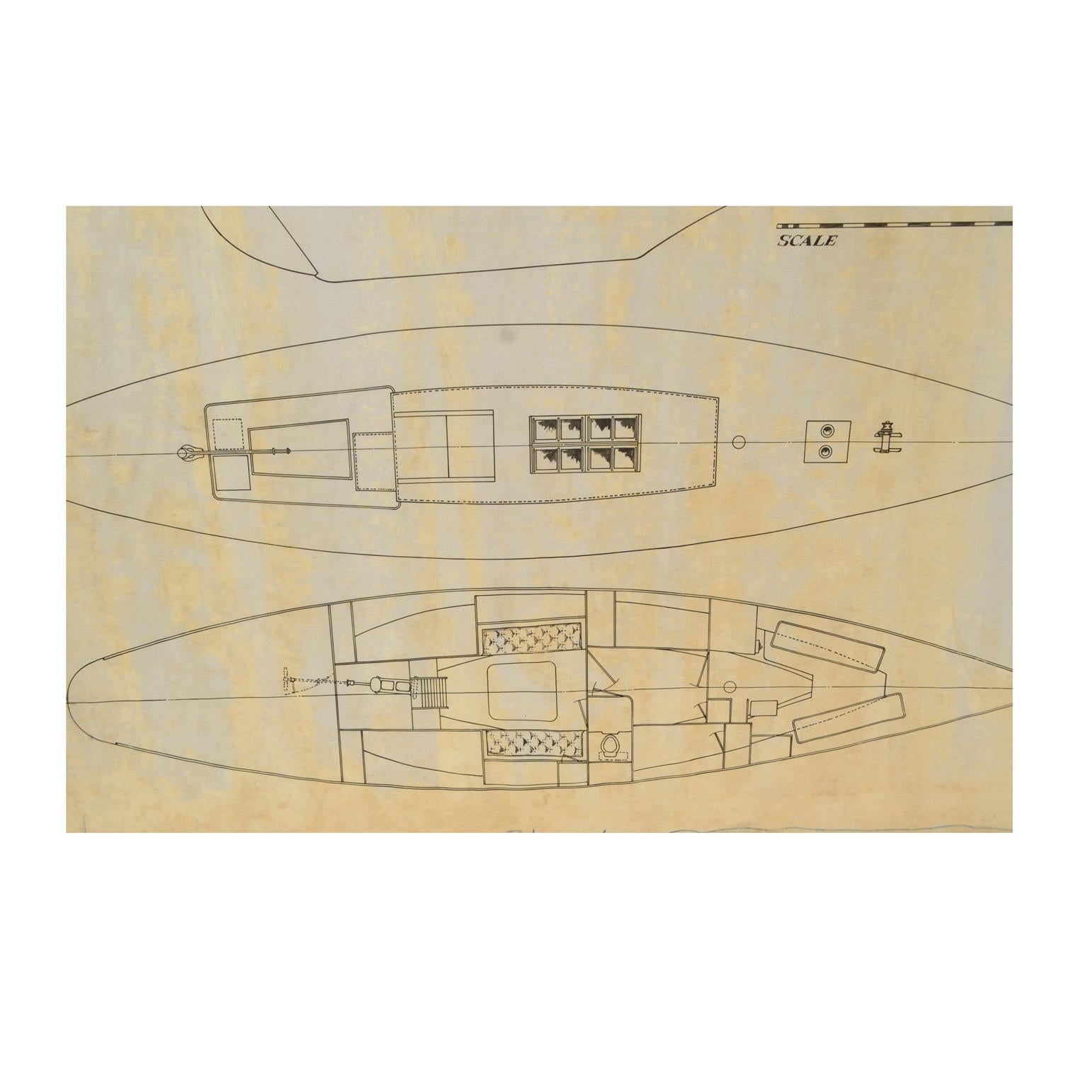 Papier Projet du voilier Rosemary par William Fife III archives de Uffa Fox