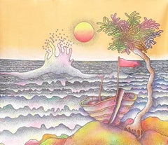Paesaggio, Acrilico su tela di un artista moderno "In magazzino"