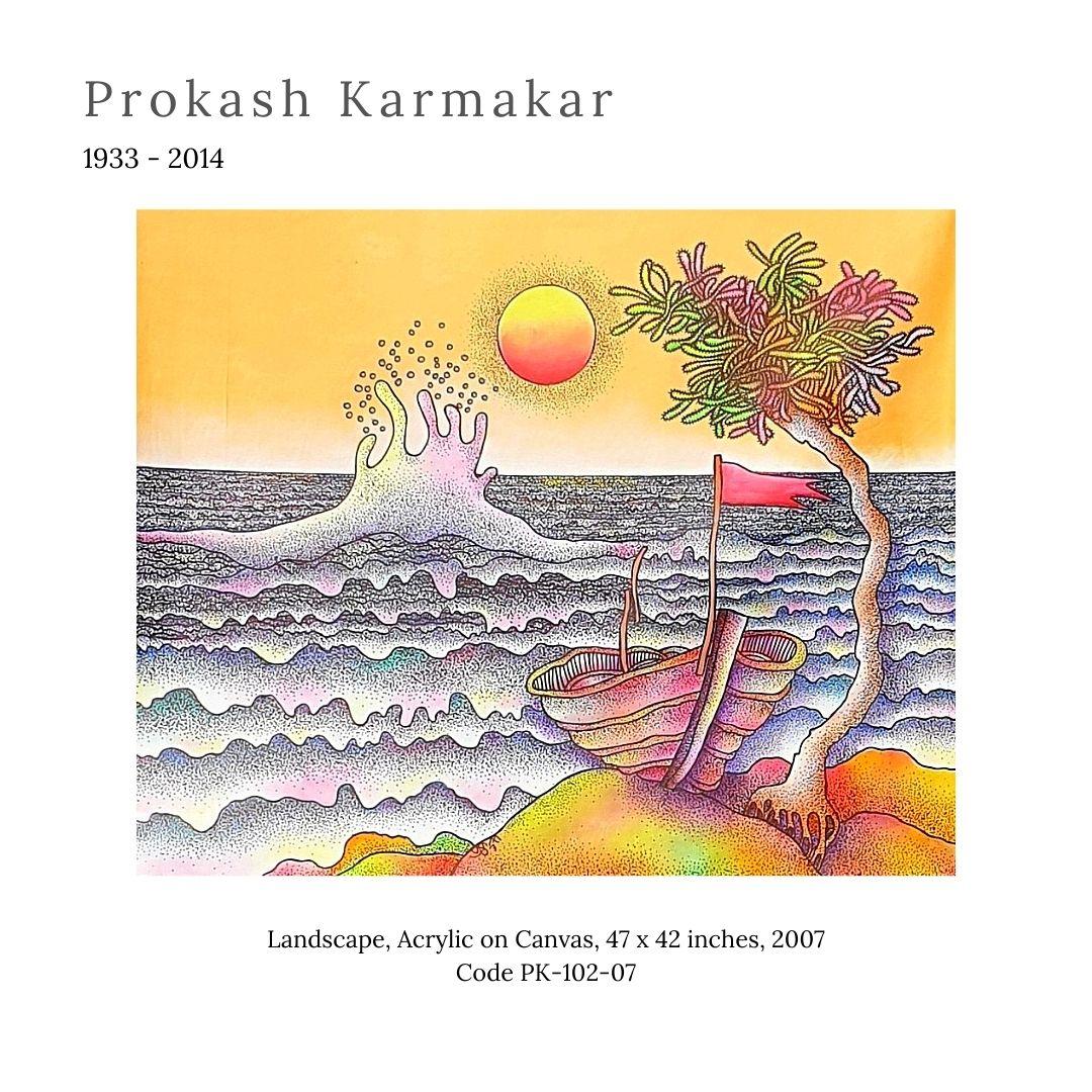 Landscape Painting Prokash Karmakar - Paysage, acrylique sur toile de l'artiste moderne « En stock »