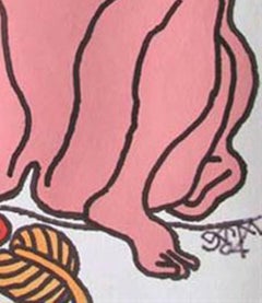 Nude Frauen, Fischförmige Augen, langes Haar, helles Gemälde, Mischtechnik, „Auf Lager“