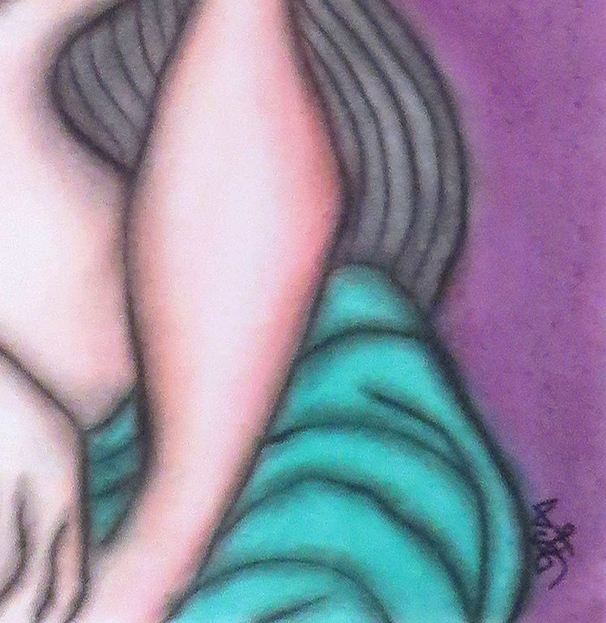 Indian Nude Woman in Green Saree, Pastel on Board, Master Indian Artist