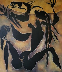 Ohne Titel, Acryl auf Leinwand des modernen Künstlers Prokash Karmakar „In Stock“