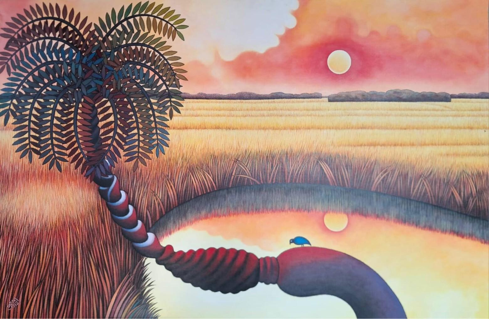 My Village, Acrylic on Canvas Master Indian Artist Prokash Karmakar"In Stock"