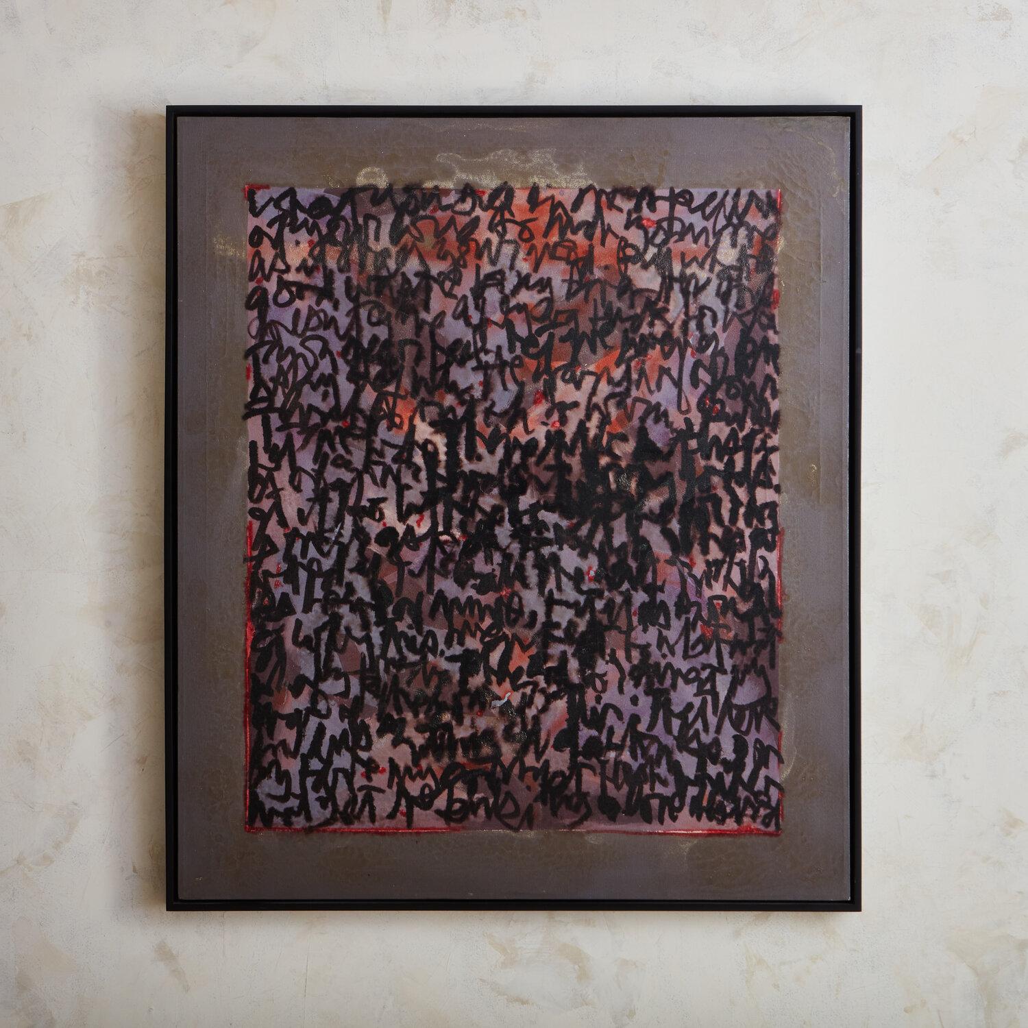 An oil on canvas painting by American artist, Harry Bouras (1931- 1990). Signed en verso and dated September 1974 and titled “Prologmena-I.” Presented in an original black gallery frame. 

Harry Bouras was an internationally known artist, critic,