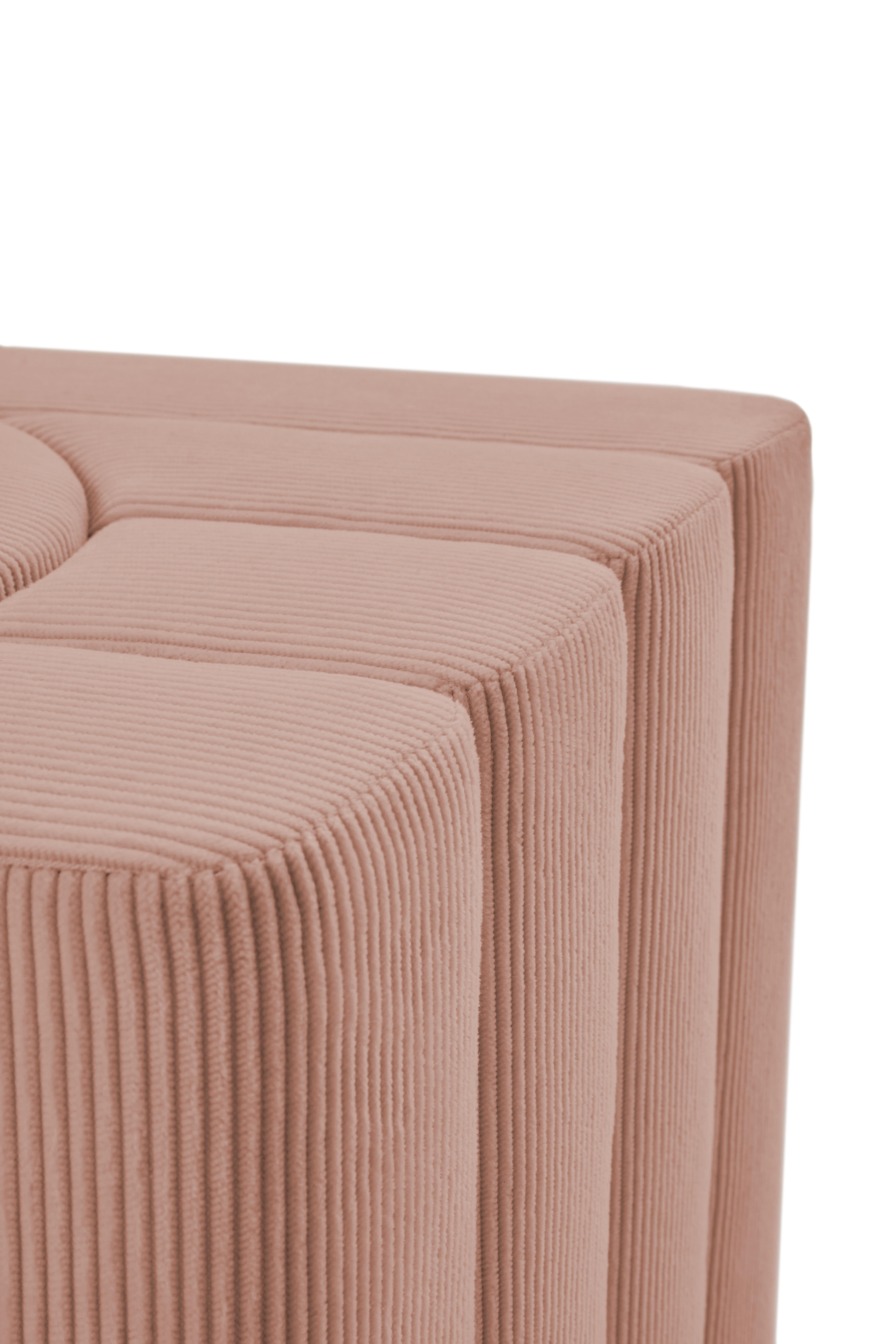 Contemporary 'Prologue' Pink Stool by Marta Delgado, Corded Velveteen For Sale