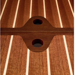 Promemoria Battista Lotus Folding Table in Matte Black and Maple by Romeo Sozzi