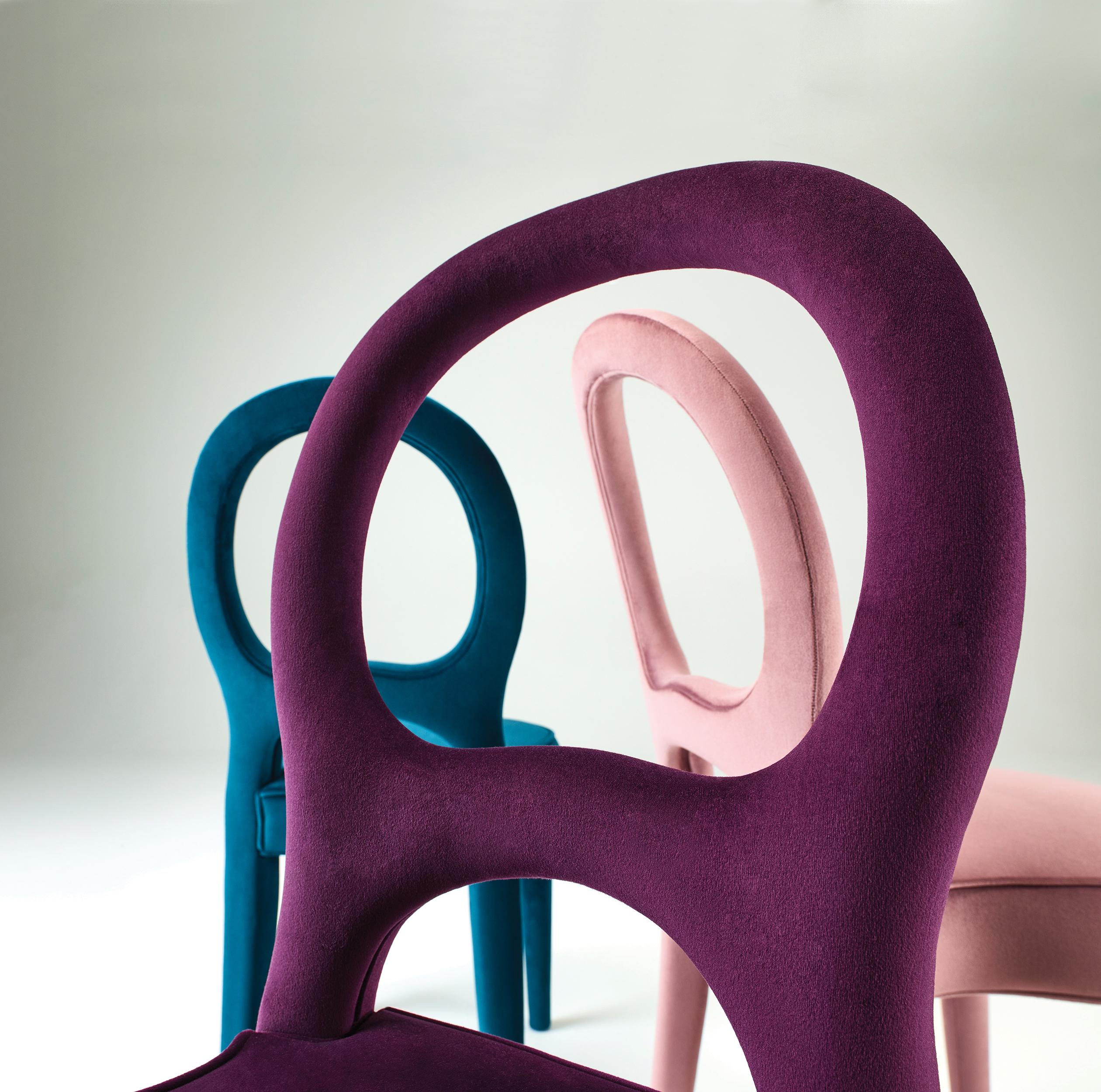 Wood Promemoria Bilou Bilou Chair Covered in Fabric by Romeo Sozzi For Sale