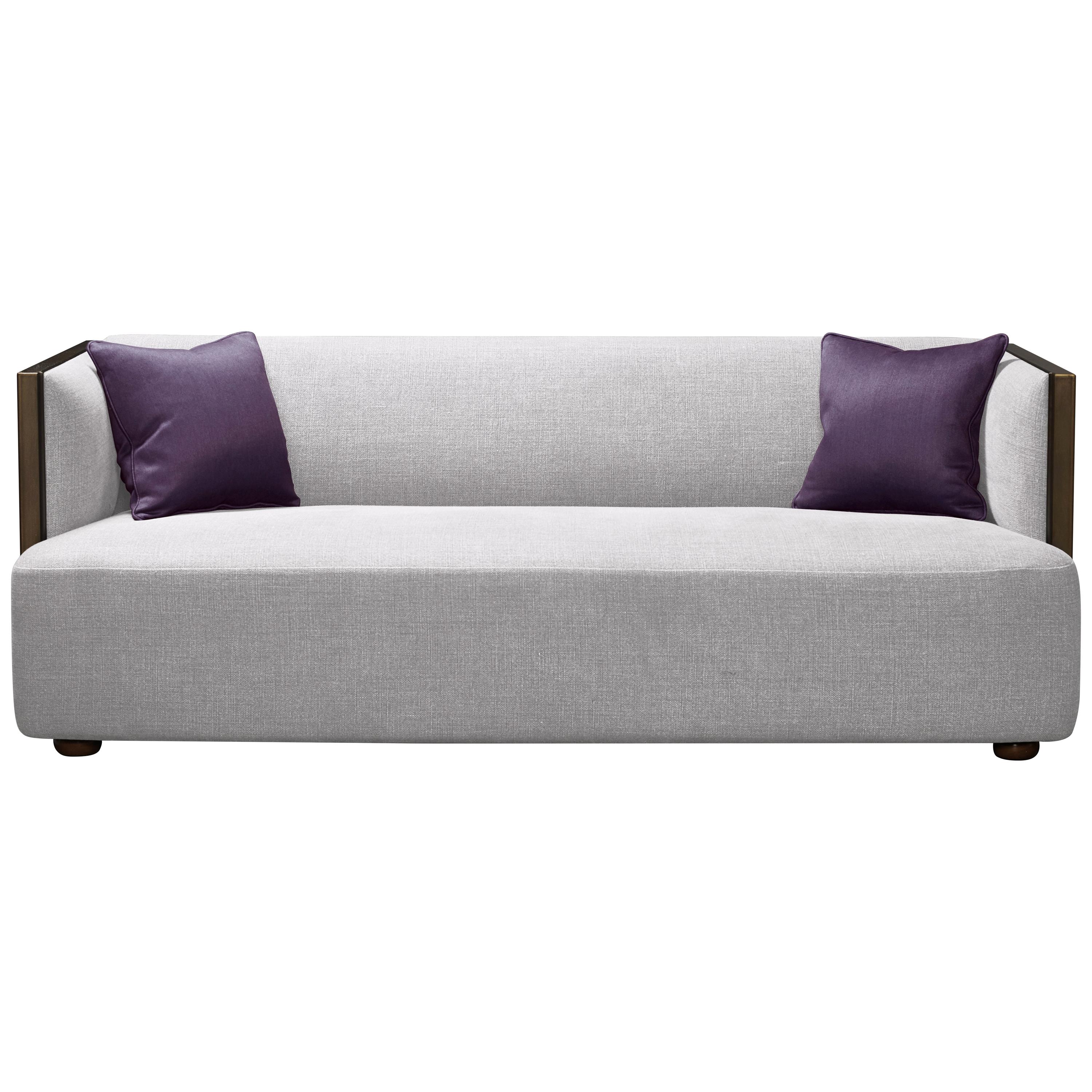 Promemoria Boccaccio Sofa in Bronze and Fabric by Romeo Sozzi For Sale