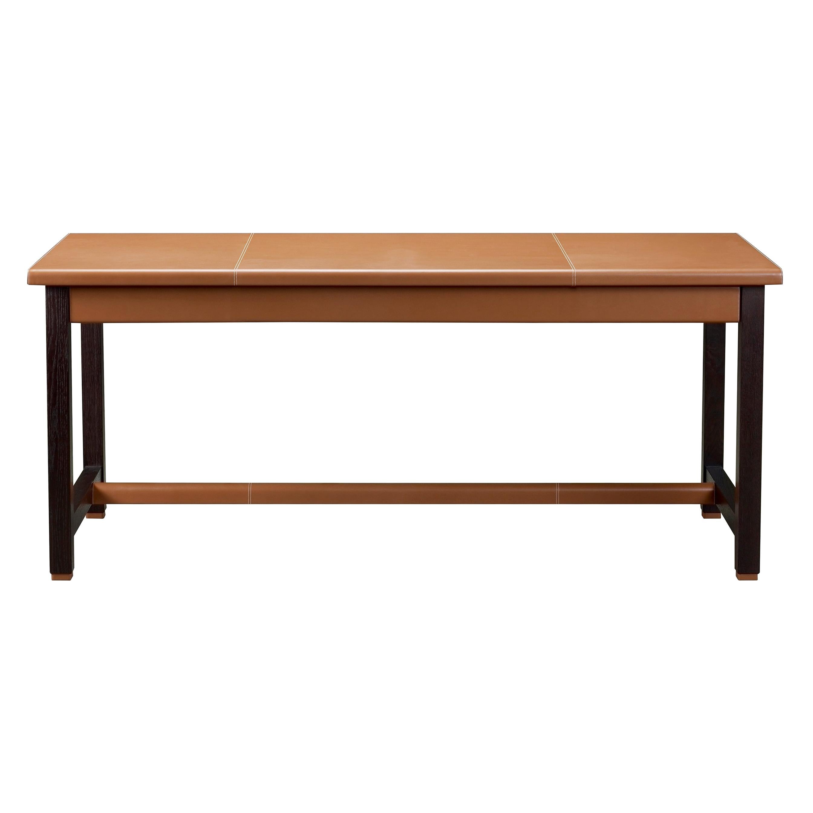 For Sale: Brown (smooth leather cognac.jpg) Promemoria Ernest Writing Desk in Leather and Wood by Romeo Sozzi