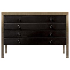 Promemoria Gong Chest of Drawers in Leather and Bronze by Romeo Sozzi