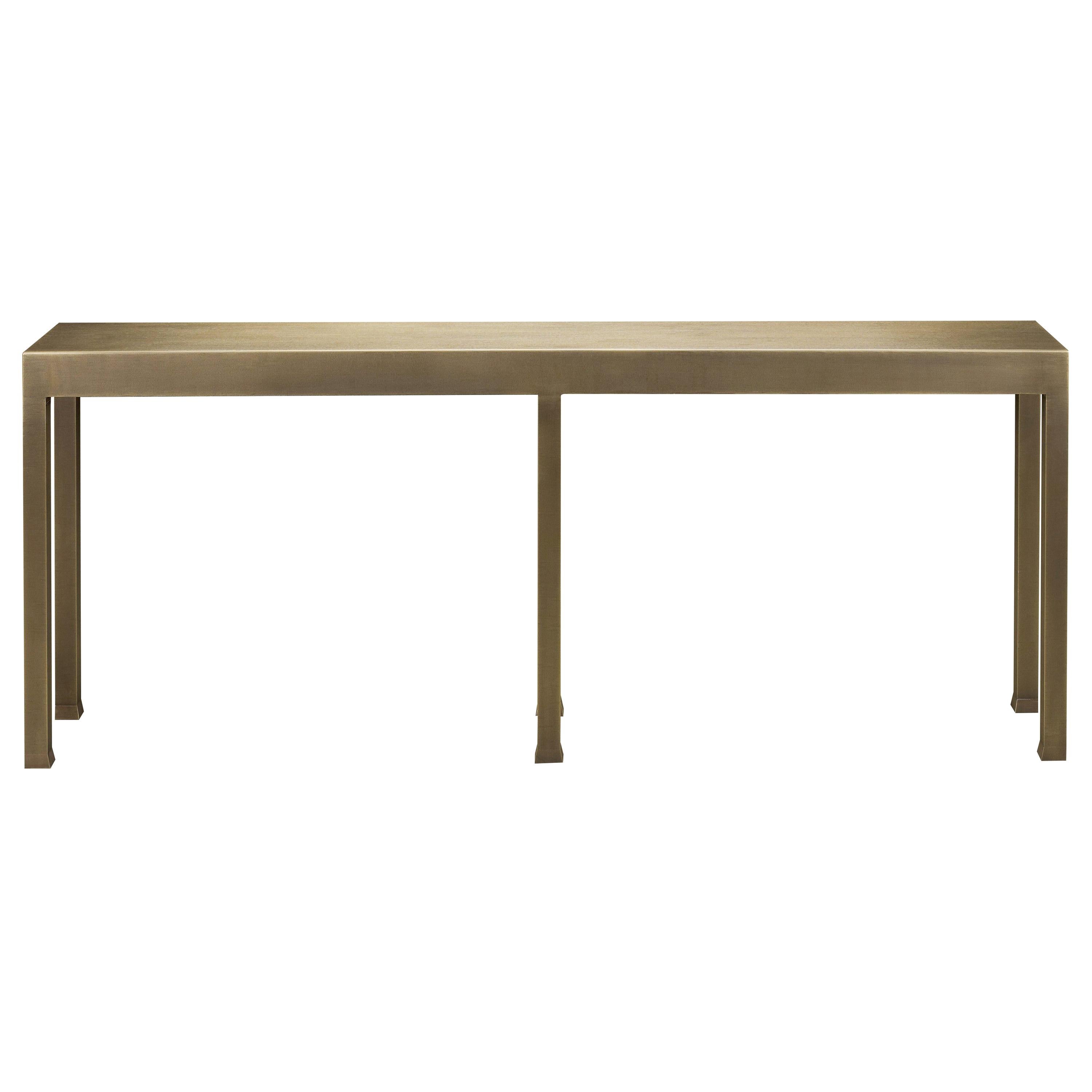 For Sale: Brown (hammered bronze.jpg) Promemoria Gong Console Table in Hammered Bronze by Romeo Sozzi