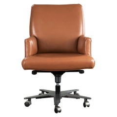 Promemoria Isotta Office Armchair in Leather and Dark Bronze by Romeo Sozzi 