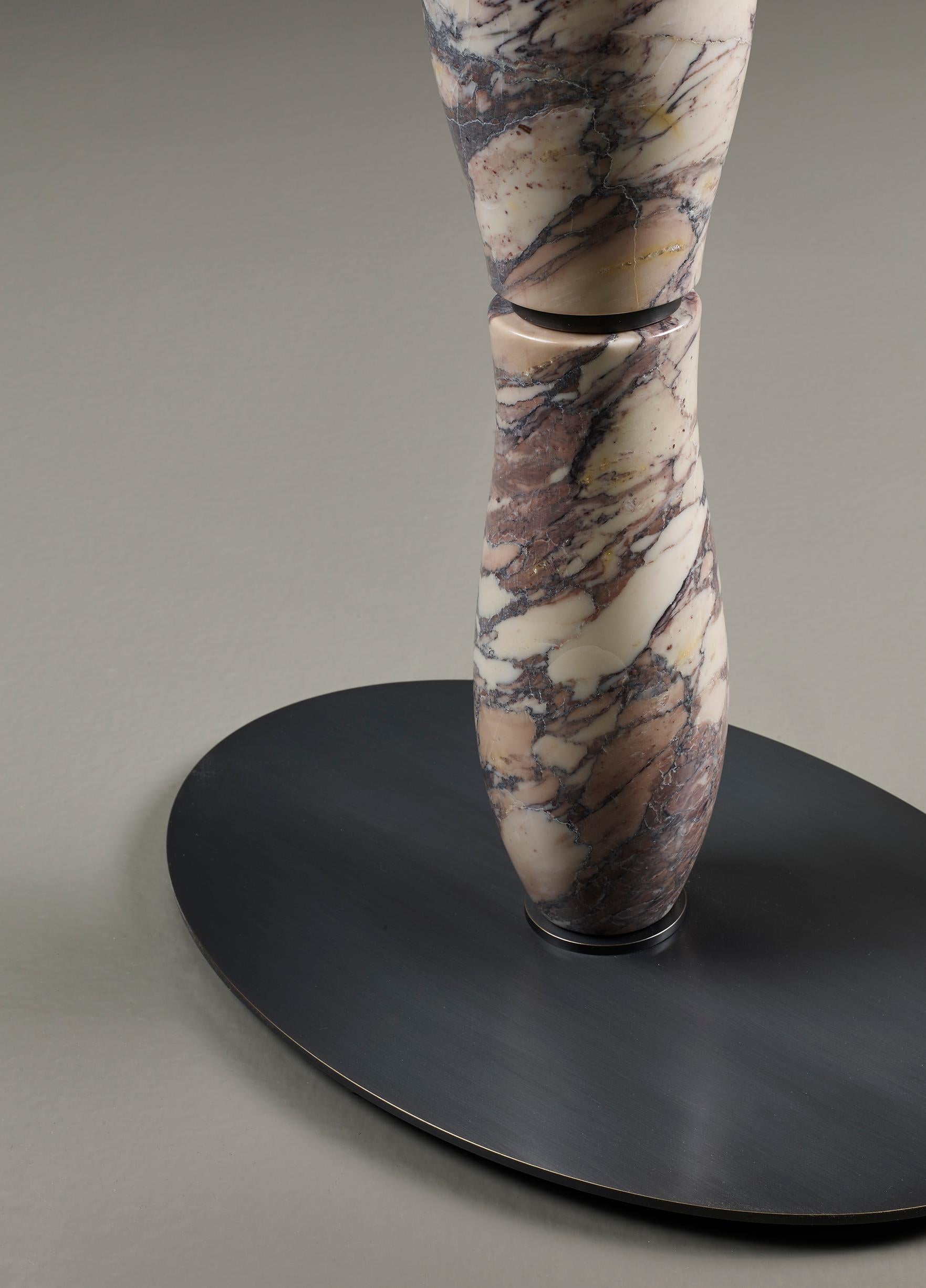 Italian Promemoria Mediterranée Small Marble Table and Dark Bronze by Olivier Gagnère For Sale