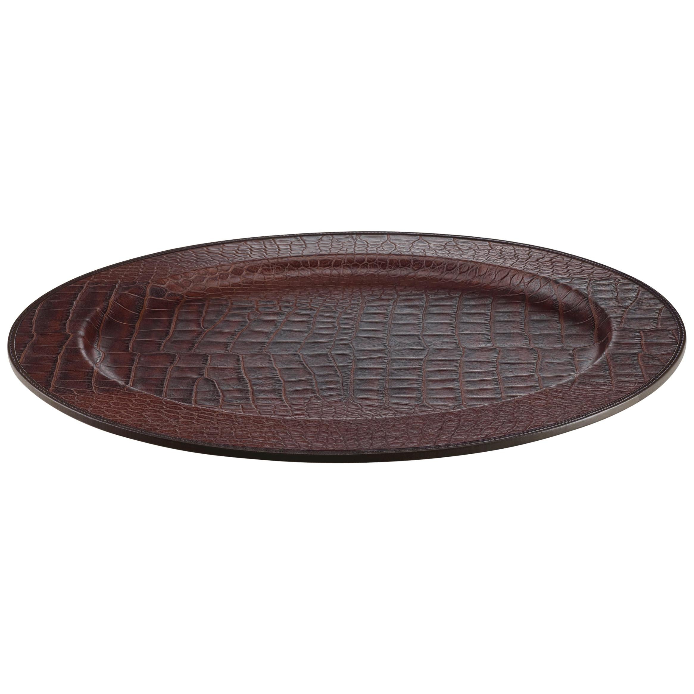 For Sale: Red (cocco bordeaux leather.jpg) Promemoria Mercurio Tray in Leather by Romeo Rozzi