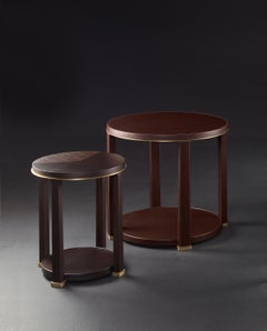 Promemoria Momus Small Table in Brown Mahagony and Bronze by Romeo Sozzi