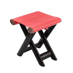 Promemoria Petit Nyx Stool in Black Maple and Leather by Romeo Sozzi