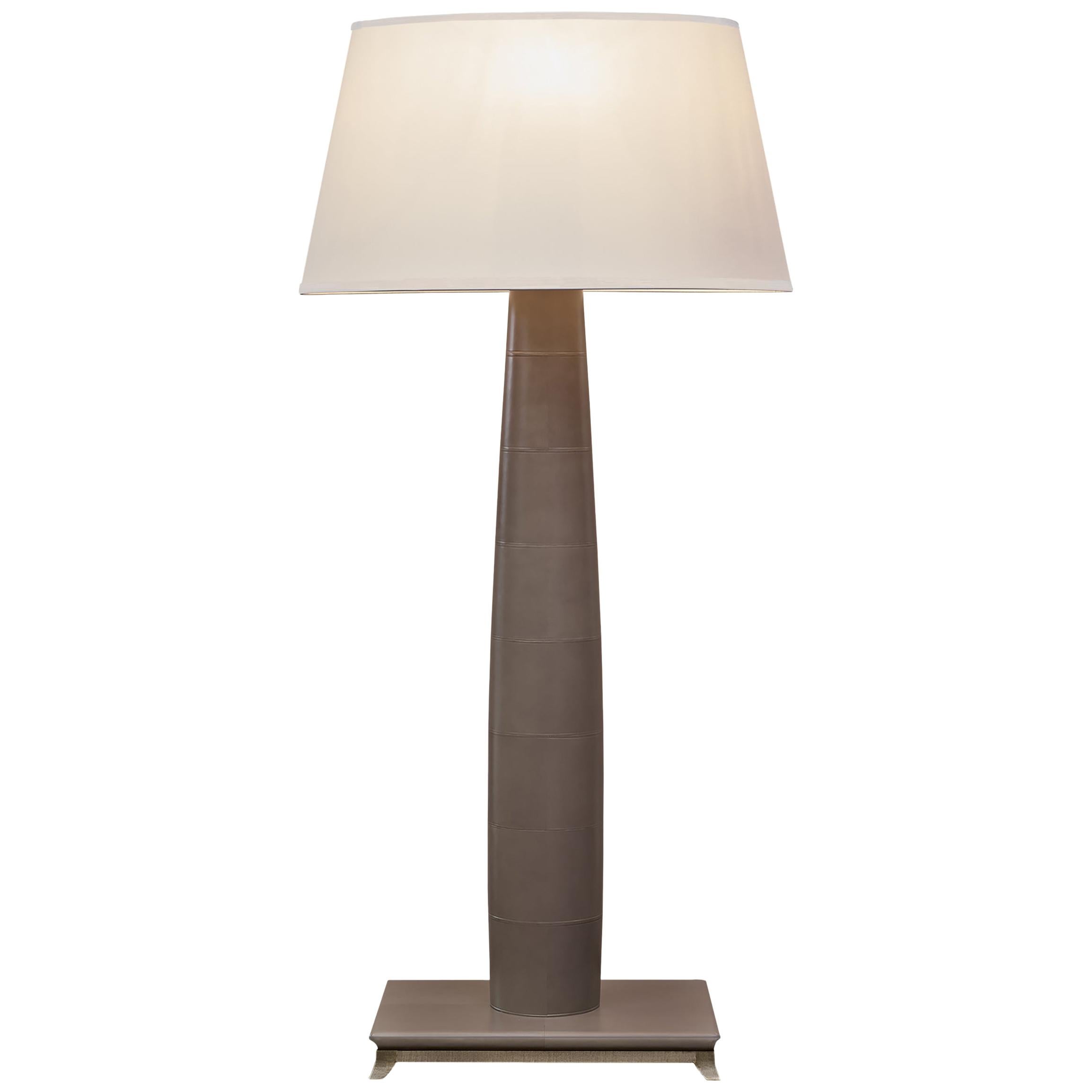 Promemoria Pia Floor Lamp in Leather and Bronze Base by Romeo Sozzi For Sale