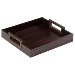 Promemoria Small Alfred Tray in Ebony and Hammered Bronze by Romeo Sozzi