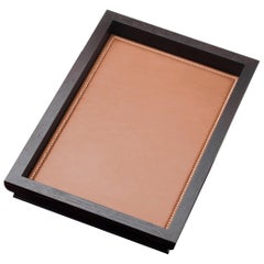 Promemoria Small Ambrogio Tray in Oak and Leather by Romeo Sozzi