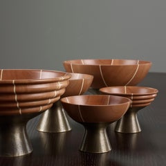 Promemoria Small Coppetta Vase in Bronze, Pearwood and Maplewood by Romeo Sozzi