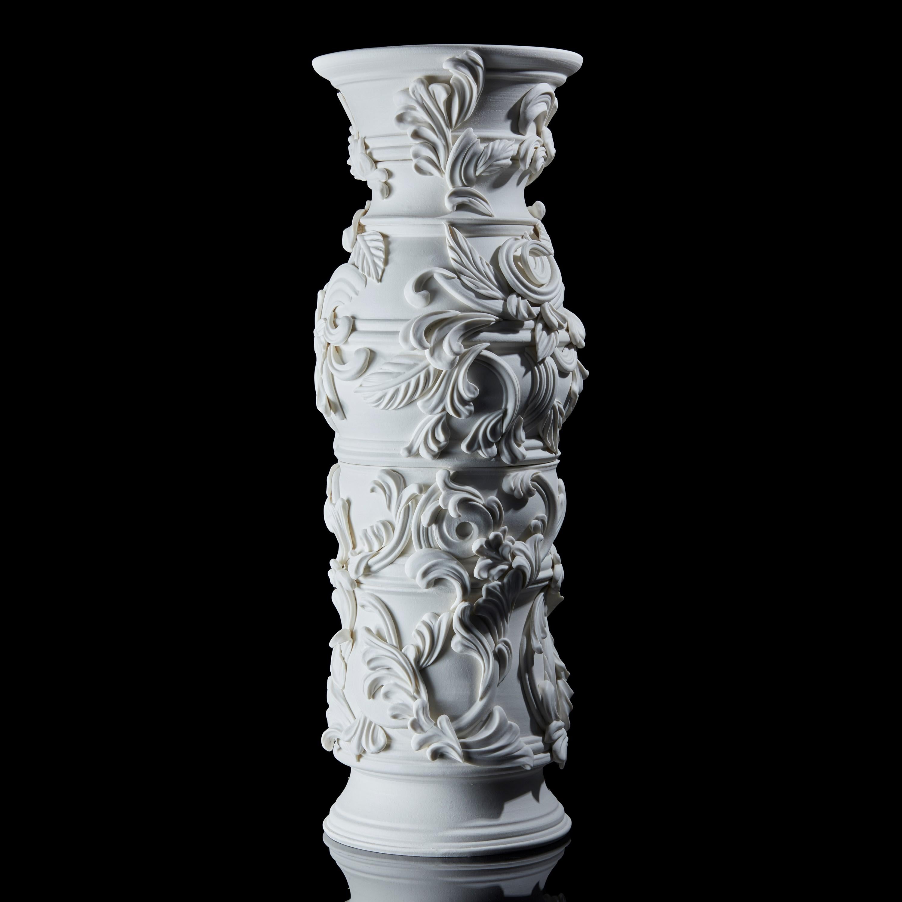 Organic Modern Promenade II, a Unique Ceramic Sculptural Tall Vase in Porcelain by Jo Taylor