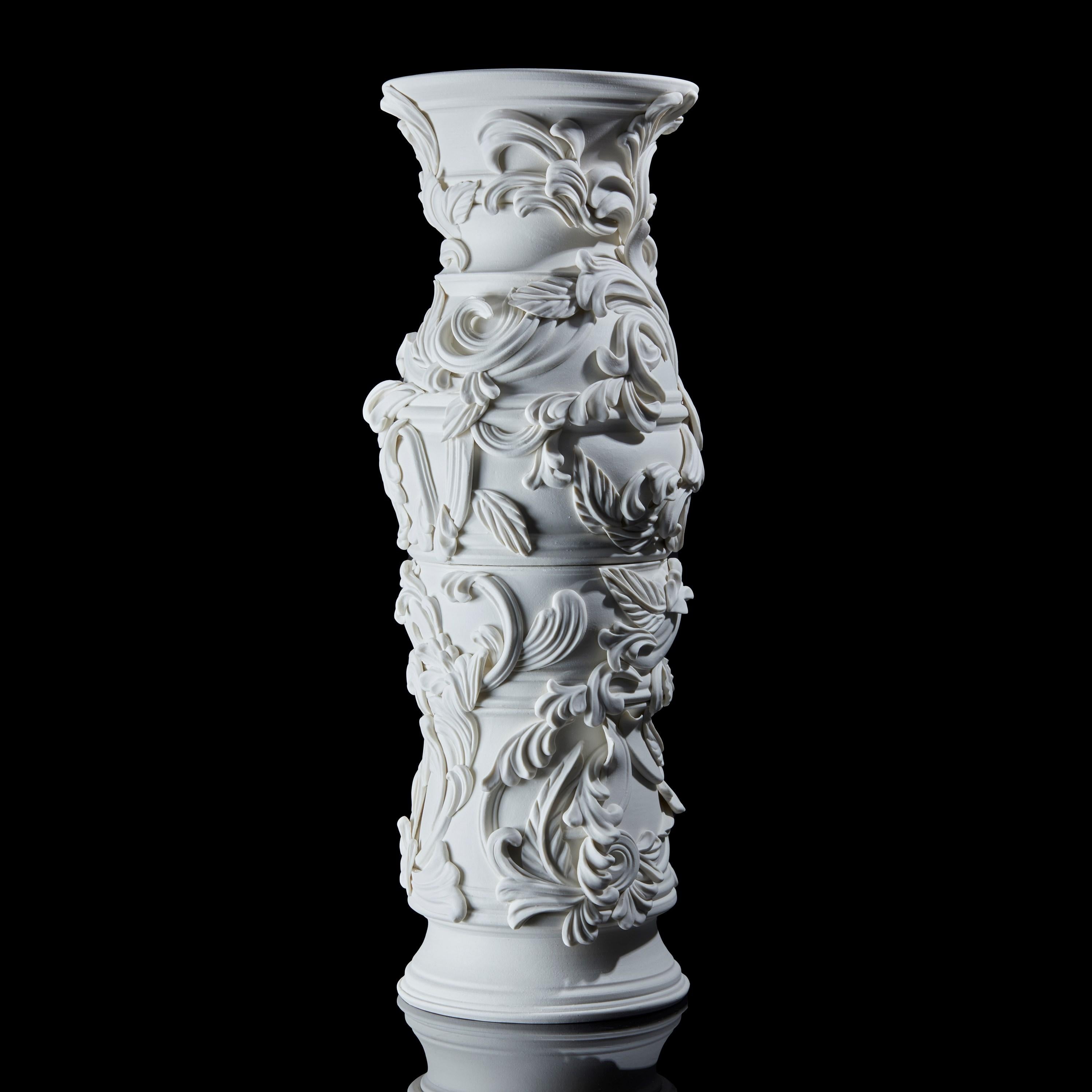 British Promenade II, a Unique Ceramic Sculptural Tall Vase in Porcelain by Jo Taylor