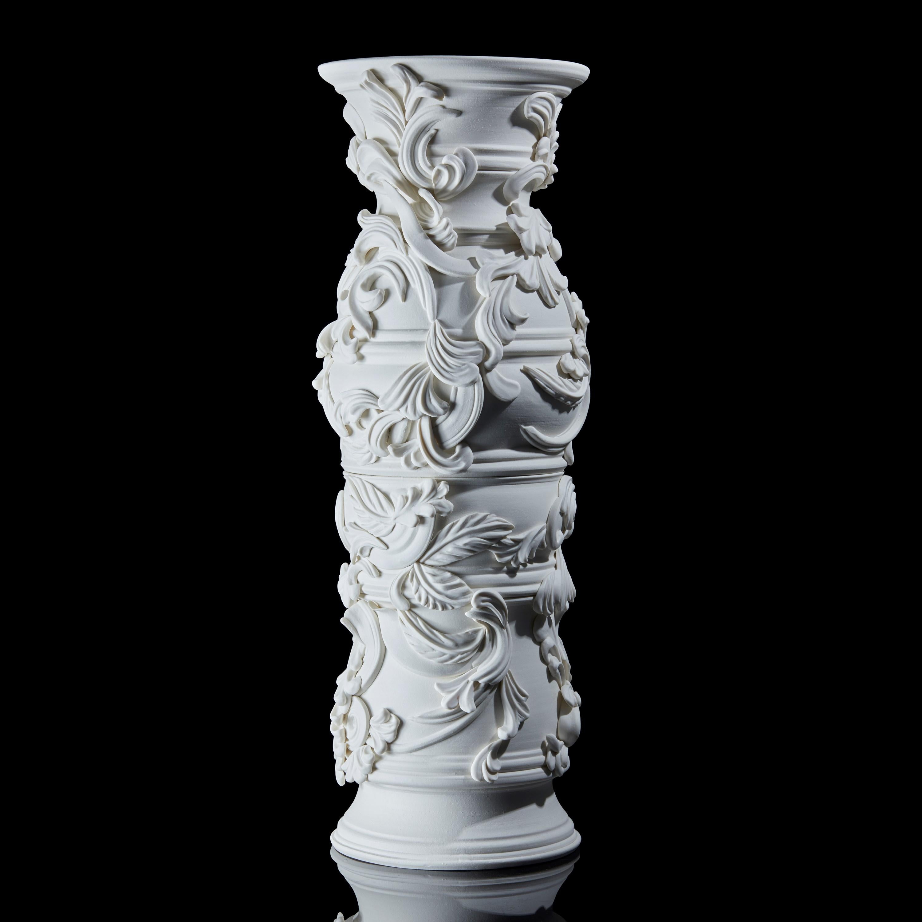 Hand-Crafted Promenade II, a Unique Ceramic Sculptural Tall Vase in Porcelain by Jo Taylor