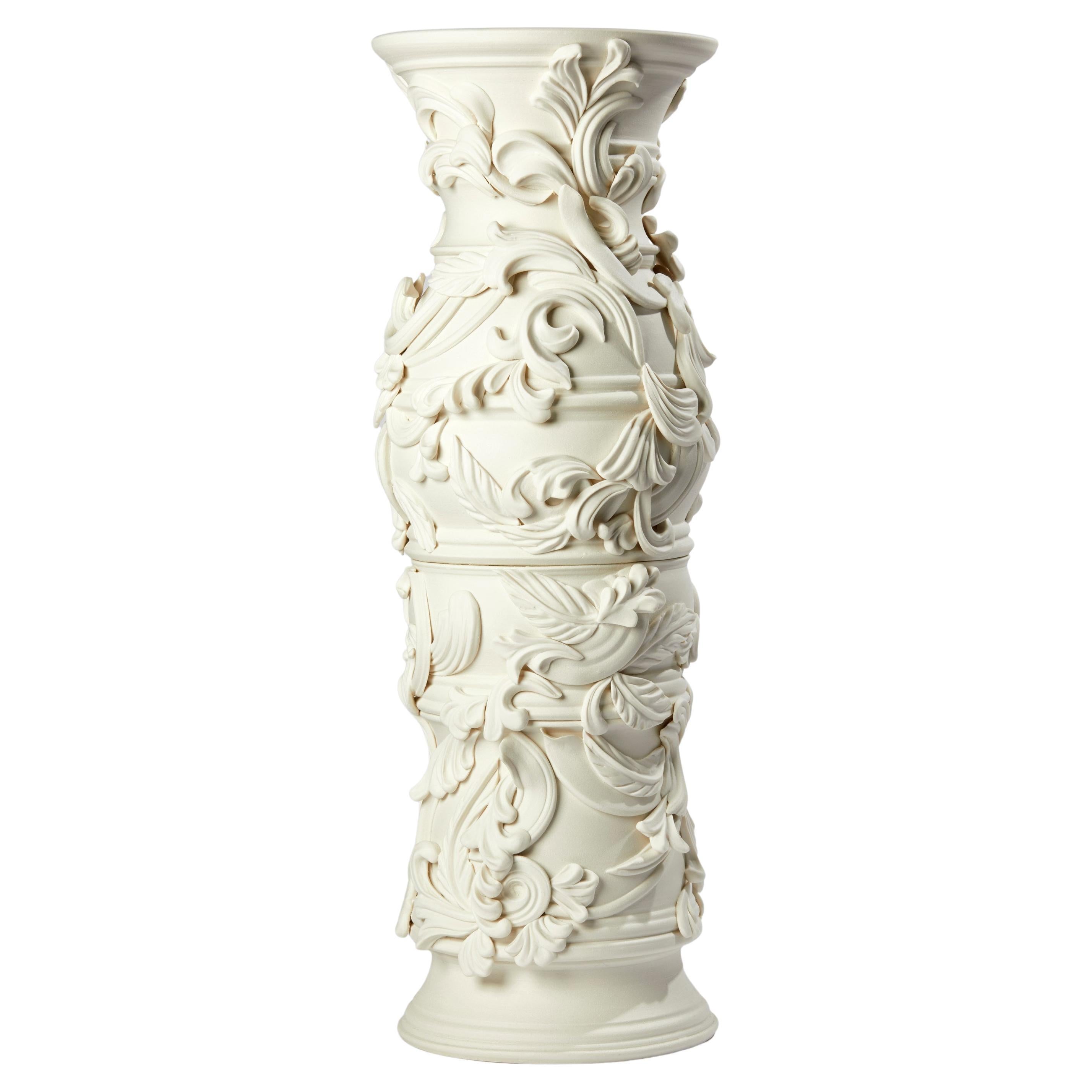 Promenade II, a Unique Ceramic Sculptural Tall Vase in Porcelain by Jo Taylor