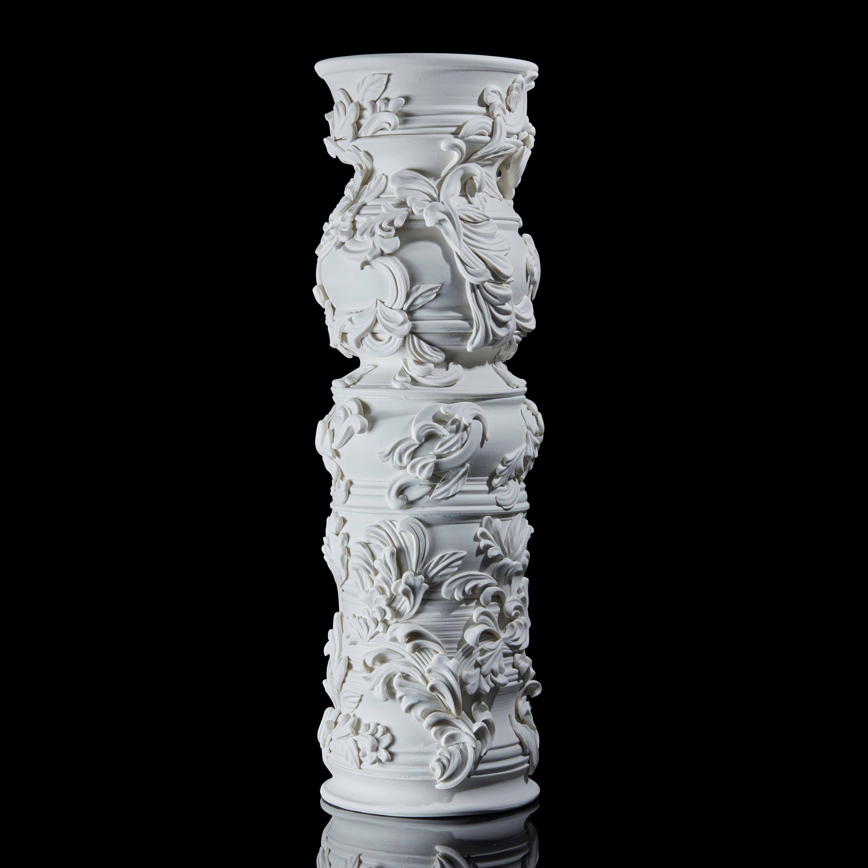 Organic Modern Promenade III, a Unique Ceramic Sculptural Tall Vase in Porcelain by Jo Taylor