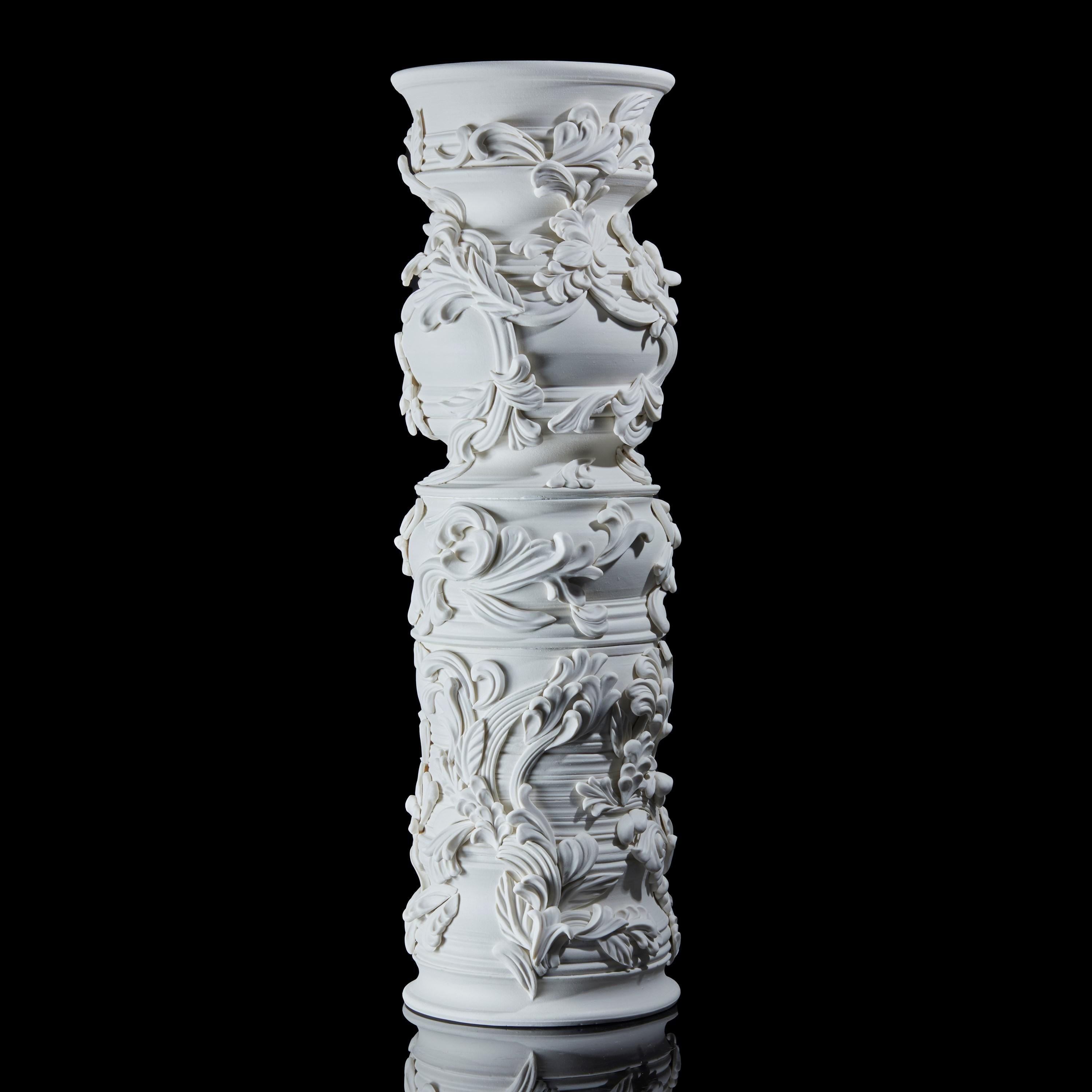British Promenade III, a Unique Ceramic Sculptural Tall Vase in Porcelain by Jo Taylor