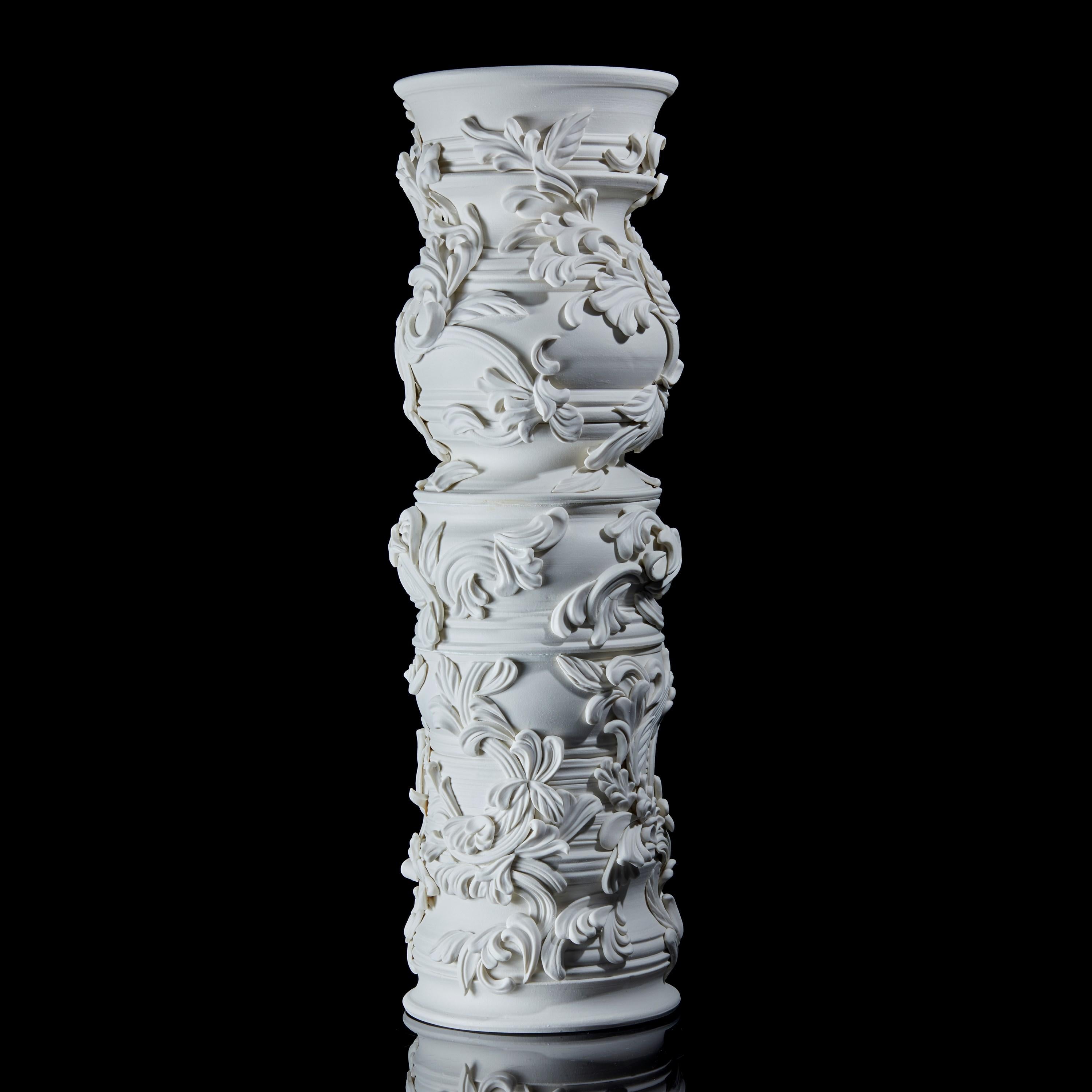 Hand-Crafted Promenade III, a Unique Ceramic Sculptural Tall Vase in Porcelain by Jo Taylor