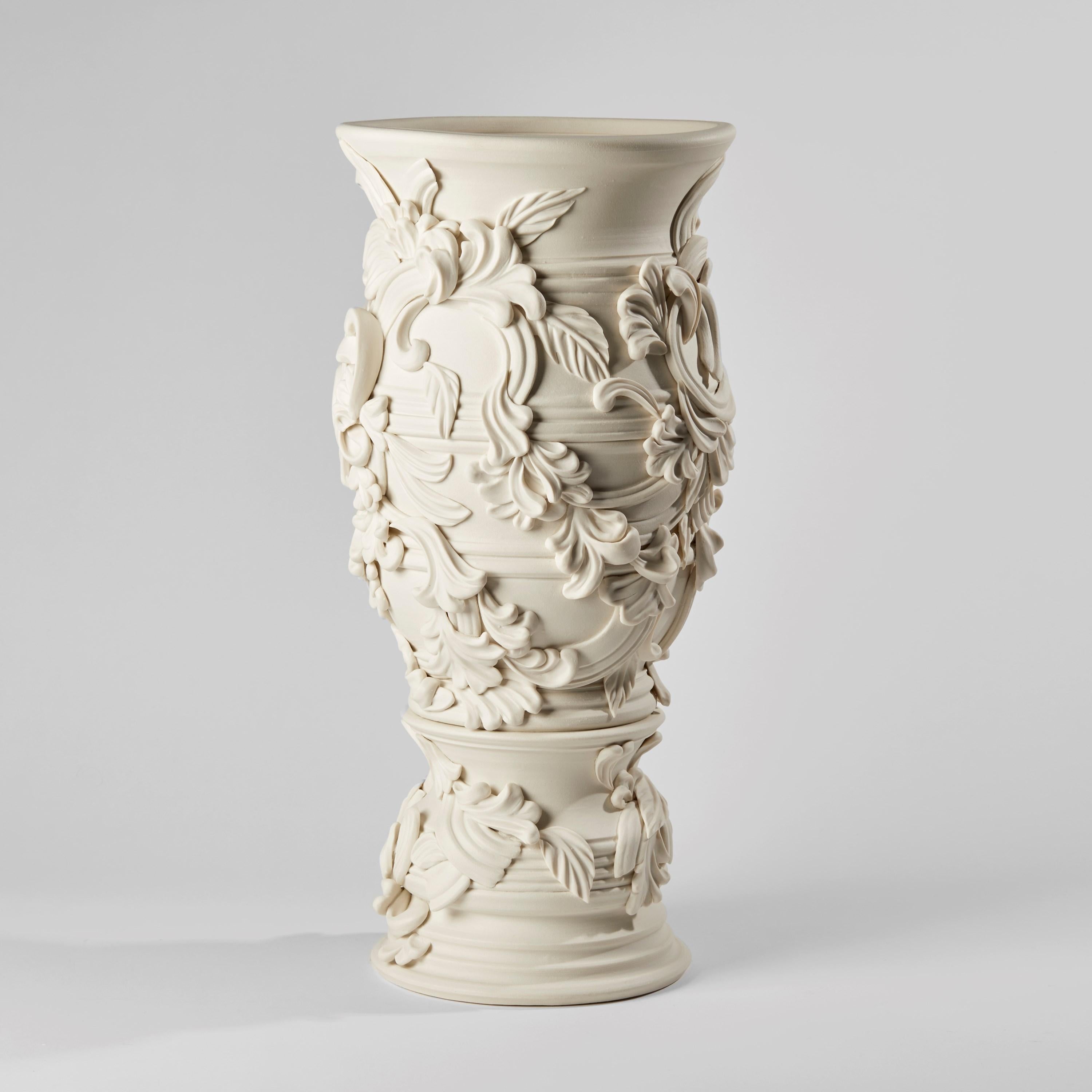 British Promenade IV, a Unique Ceramic Sculptural Tall Vase in Porcelain by Jo Taylor For Sale