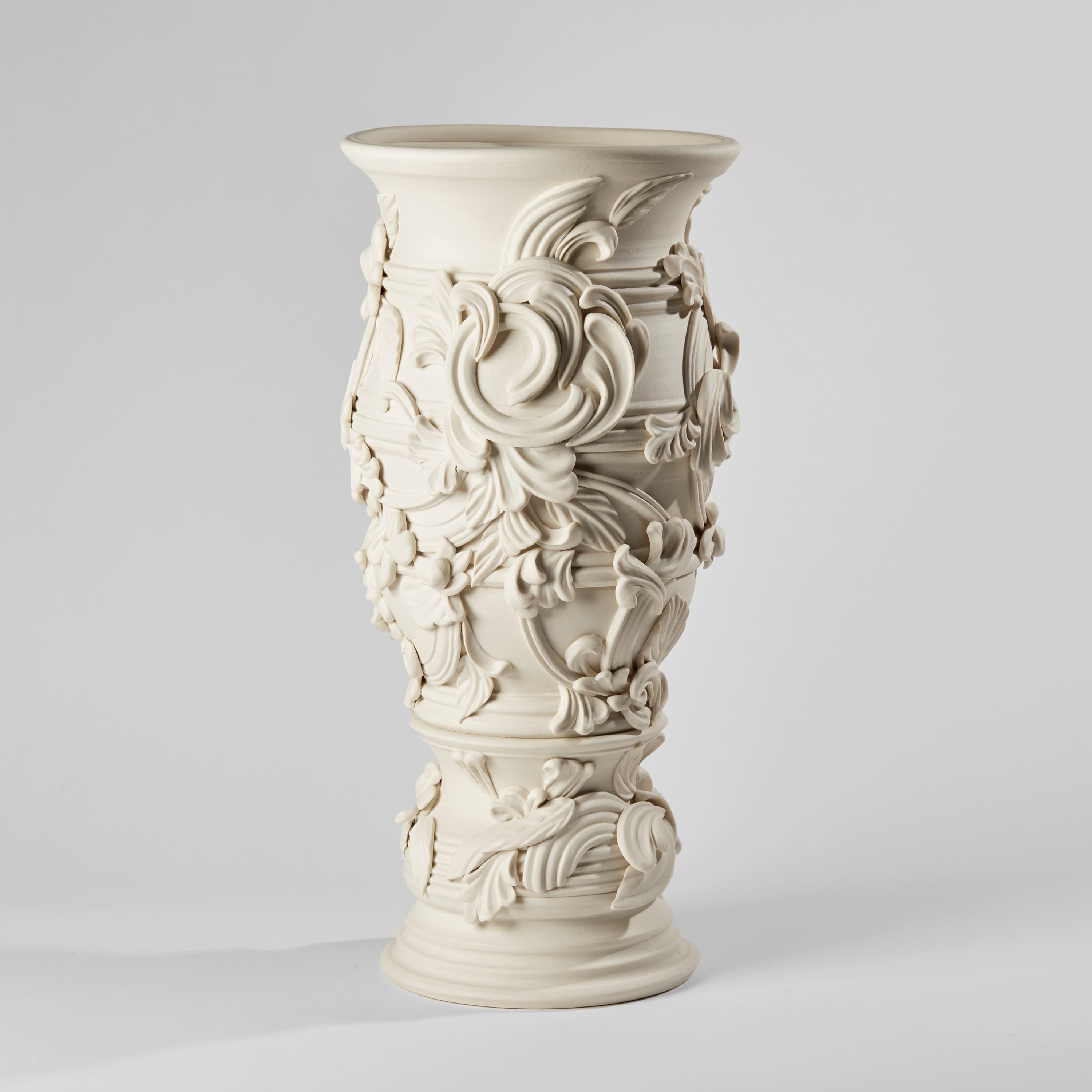 Hand-Crafted Promenade IV, a Unique Ceramic Sculptural Tall Vase in Porcelain by Jo Taylor For Sale