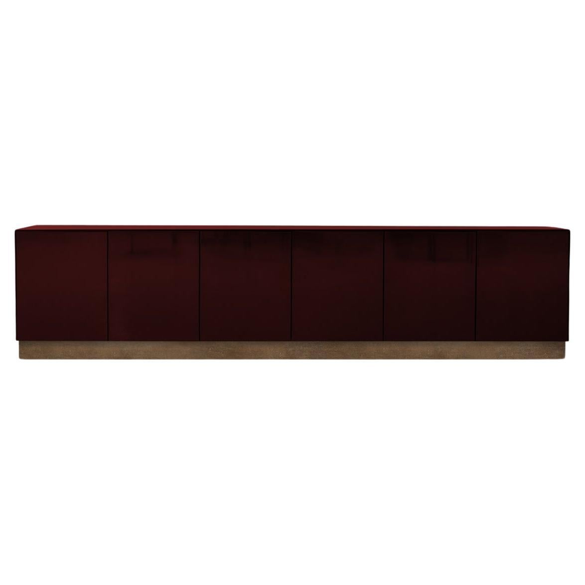 The Promenade Low Unit Lacquer 200cm/78.7" in Oxblood For Sale