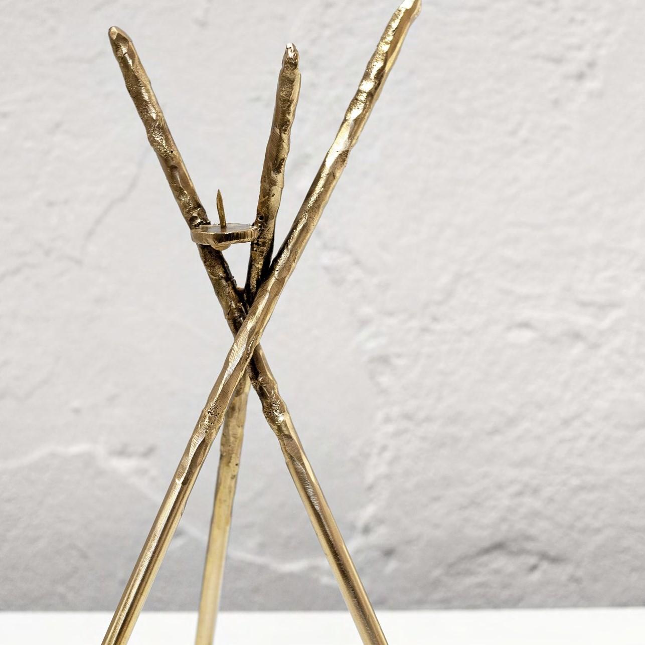 Post-Modern Prometeo Brass Candleholder by Morghen Studio For Sale