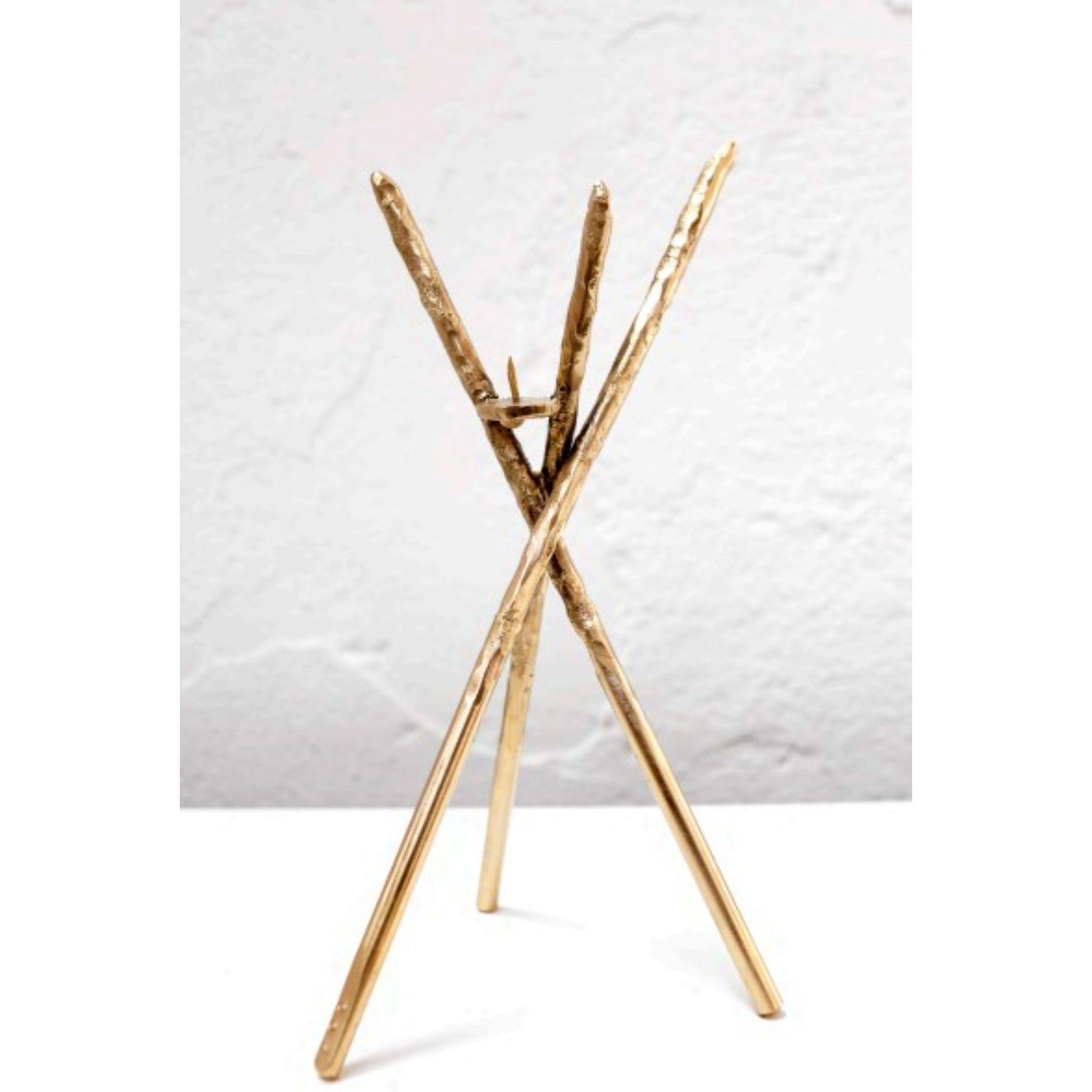 Prometeo Brass Candleholder by Morghen Studio In New Condition For Sale In Geneve, CH
