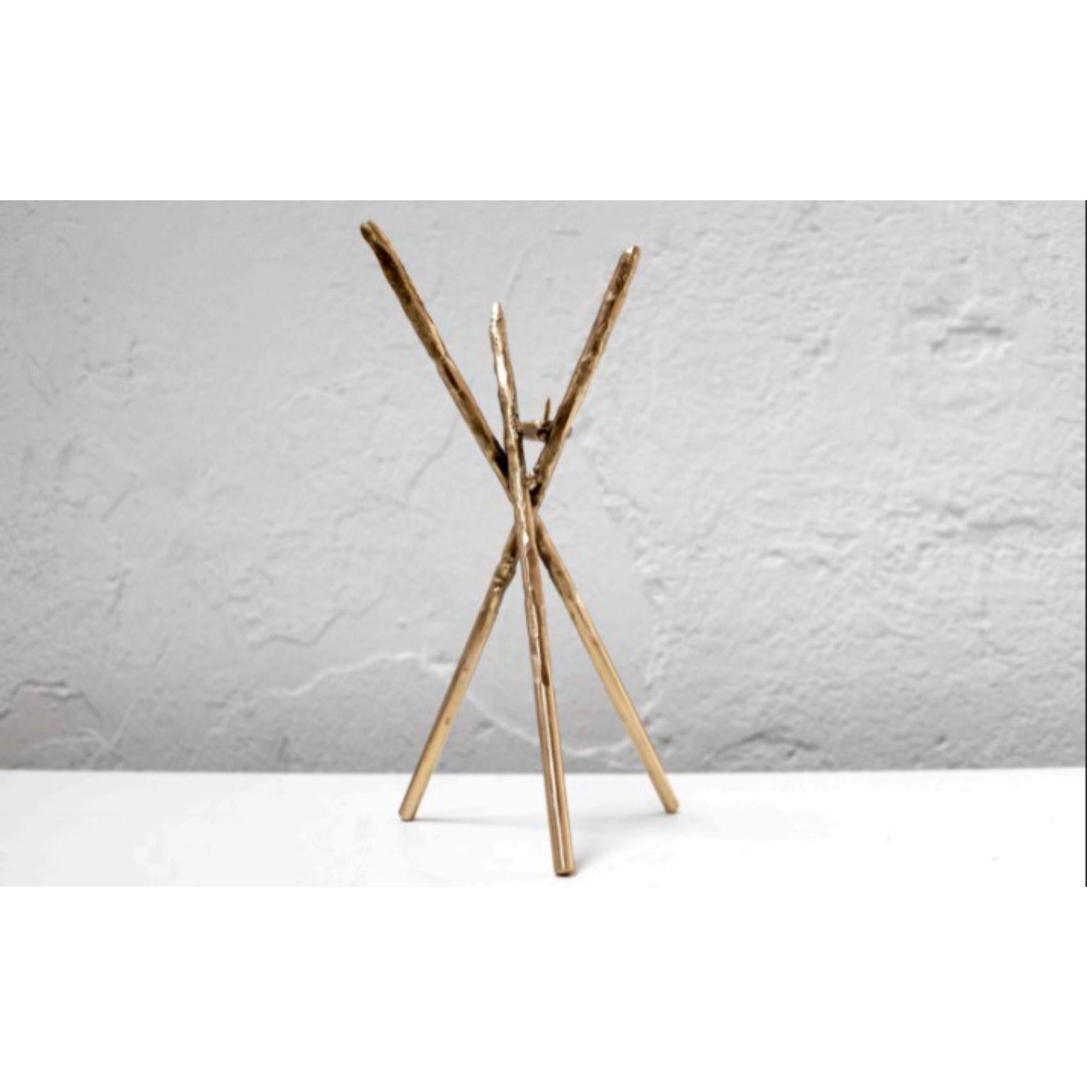 Contemporary Prometeo Brass Candleholder by Morghen Studio For Sale