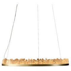 Upward Circular Ring Natural Quartz Crystal Pendant Light by Christopher Boots