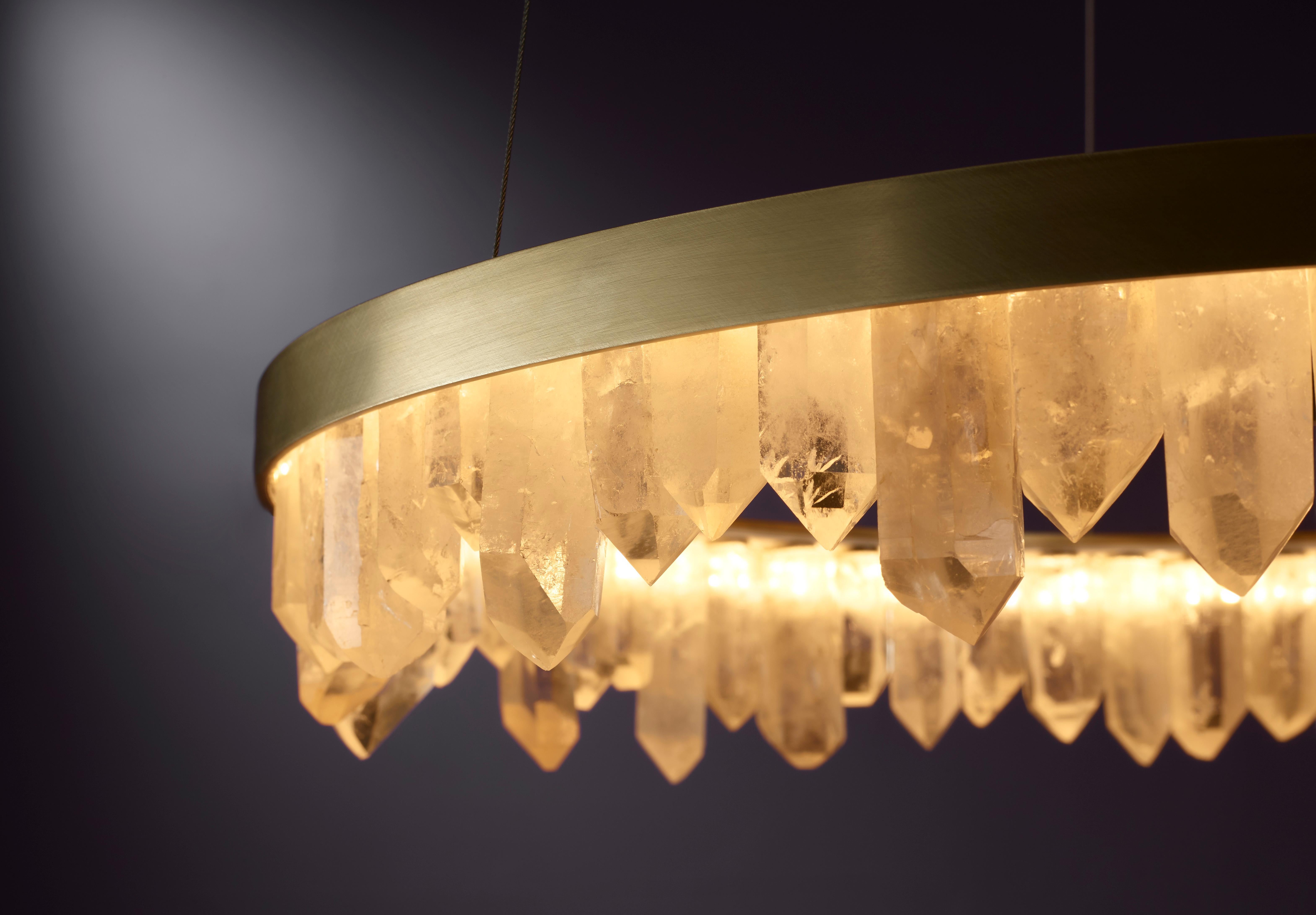 Downward Circular Ring Natural Quartz Crystal Pendant Light by Christopher Boots In condizioni Nuovo in vendita a Geneve, CH