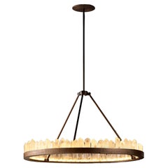 Upward Circular Ring Natural Quartz Crystal Pendant Light by Christopher Boots